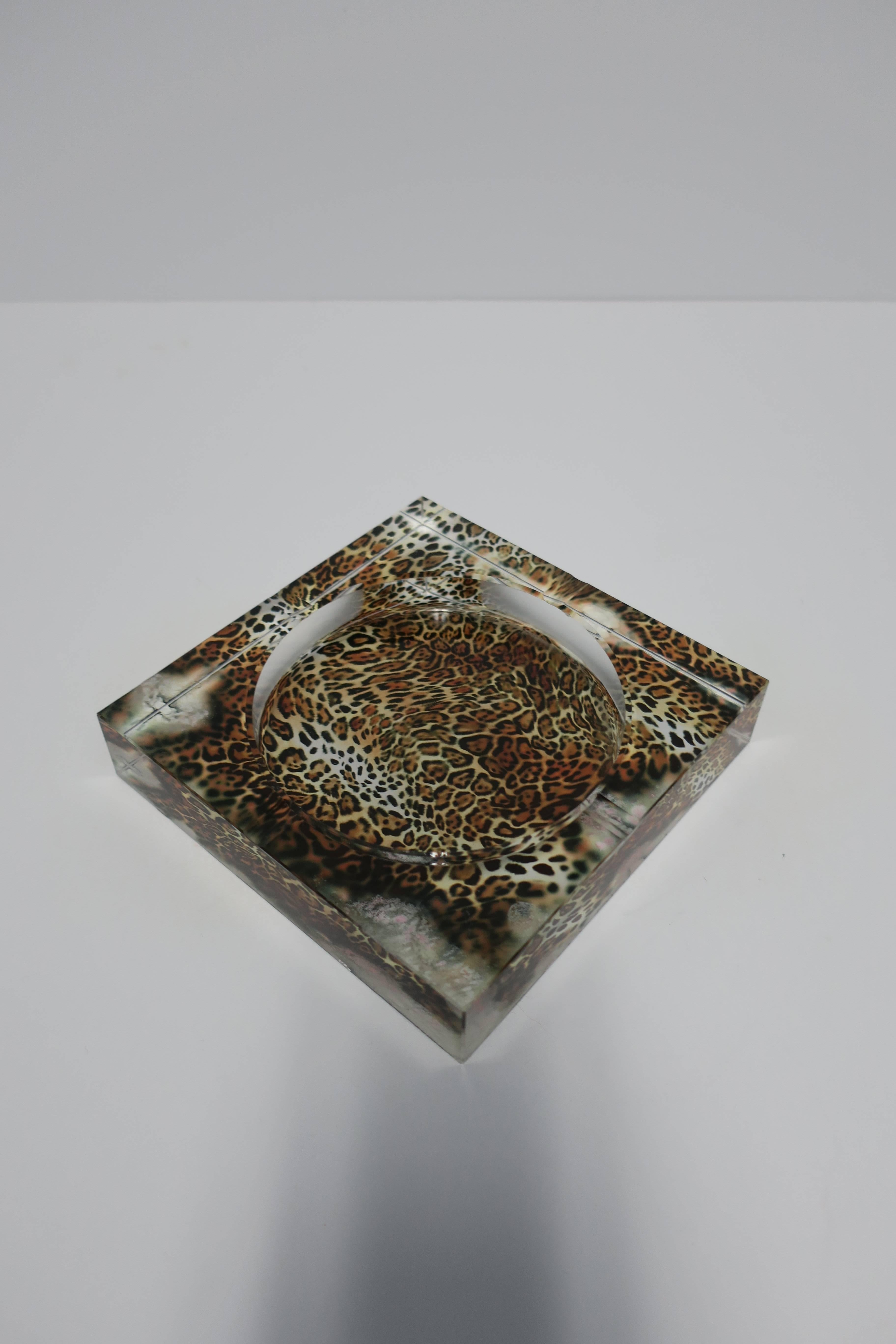 Clear Glass Leopard Decorated Vessel or Ashtray 3