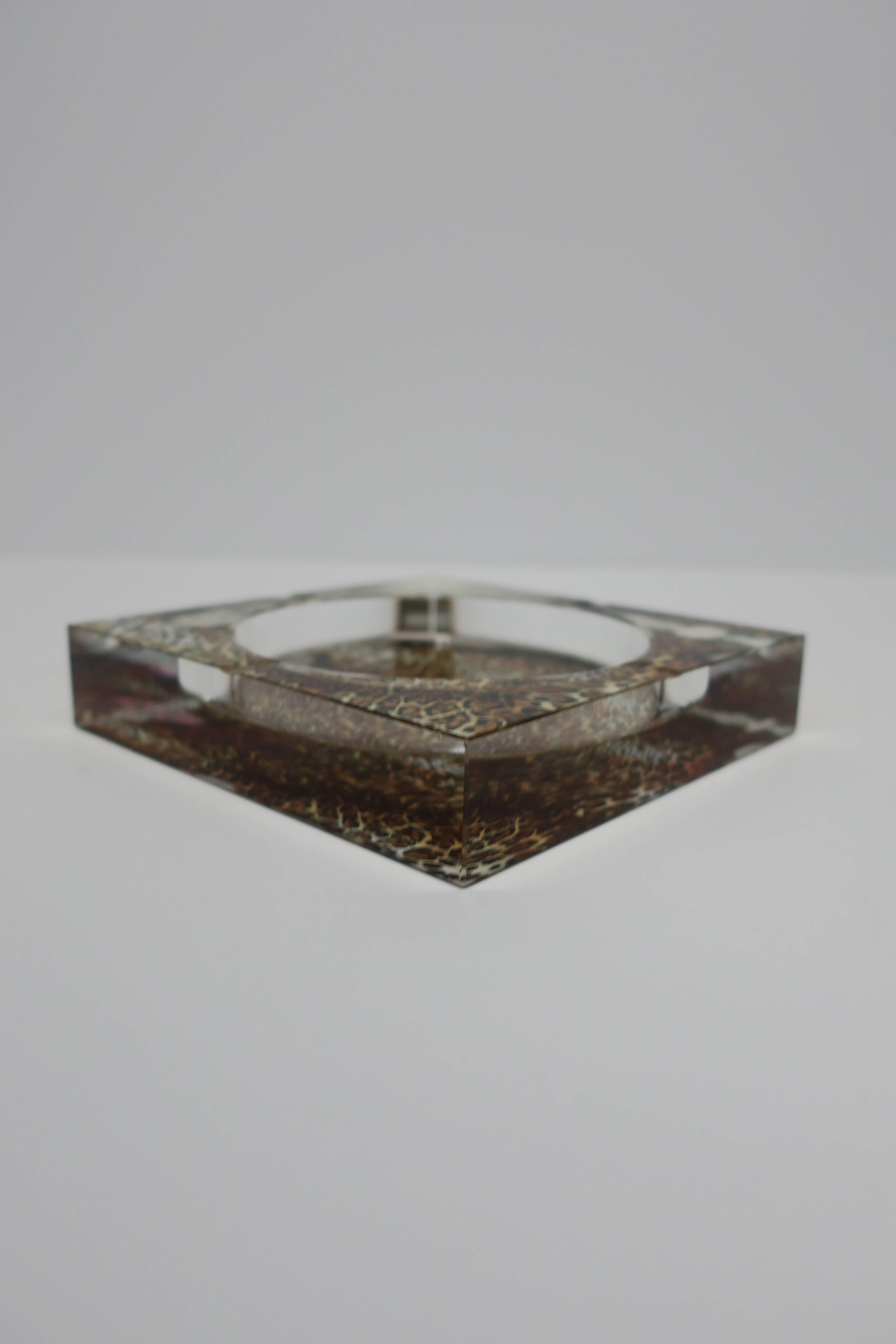 Clear Glass Leopard Decorated Vessel or Ashtray 5