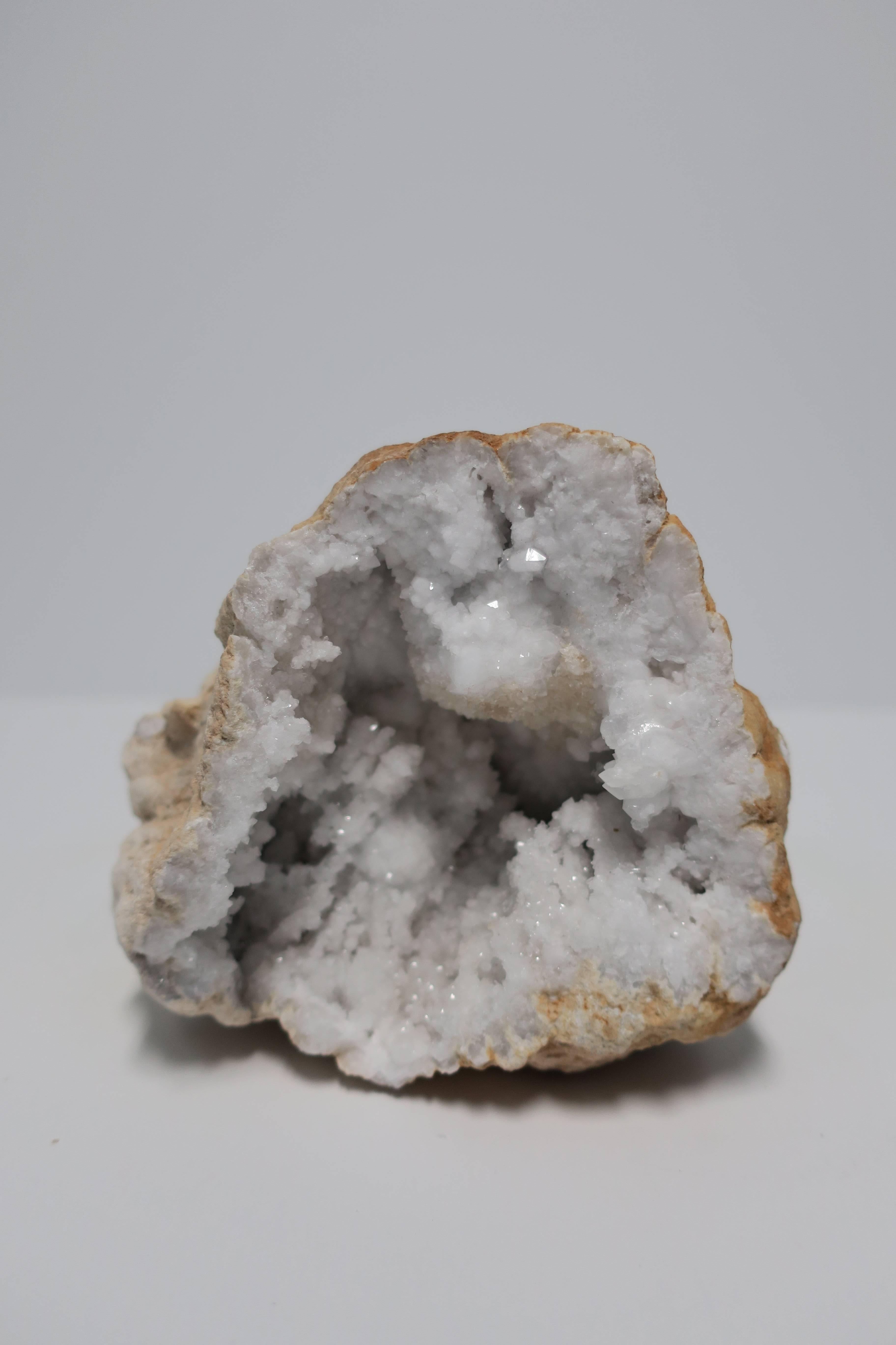 White Crystal Geode Natural Specimen Sculpture Piece 1