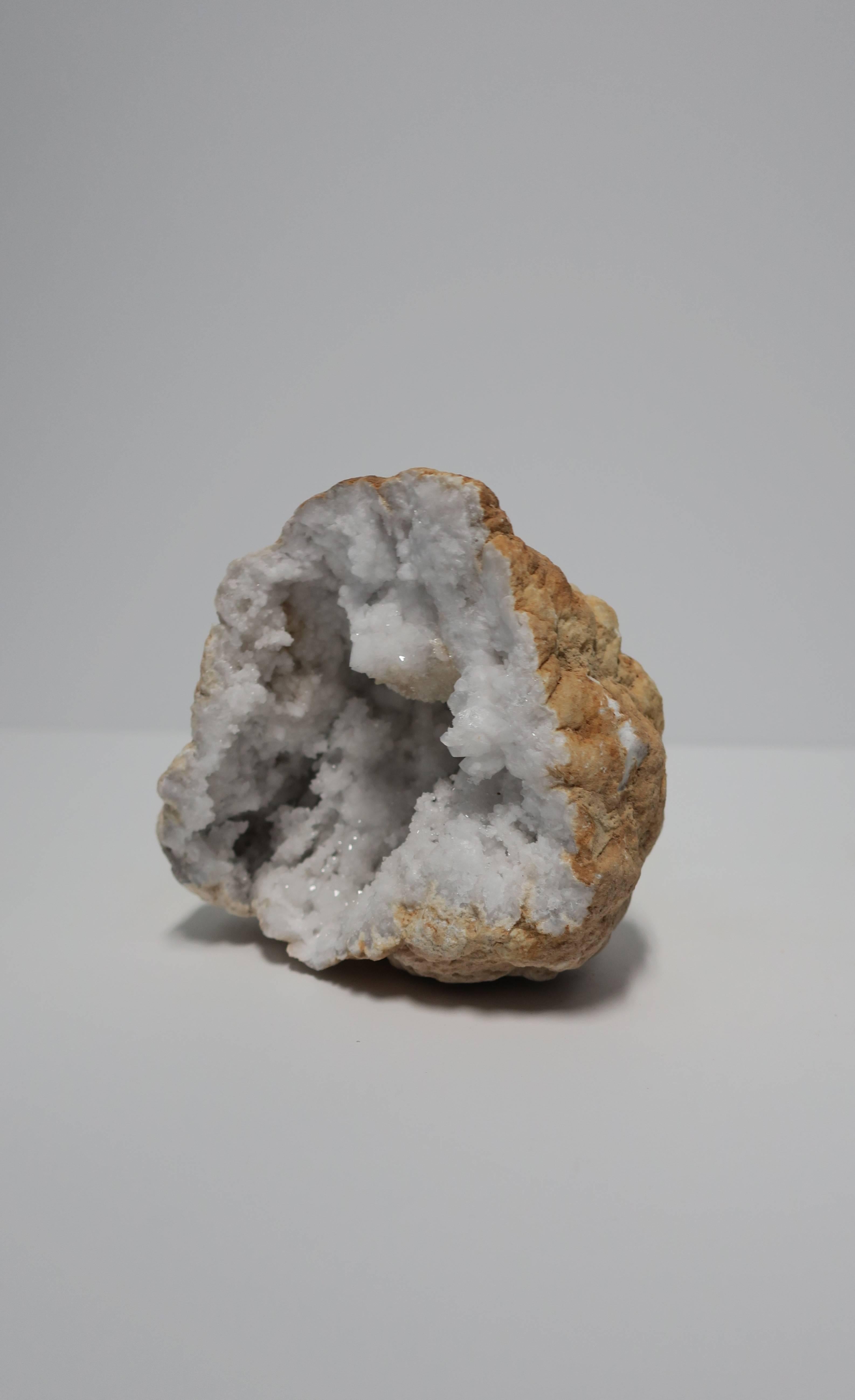 White Crystal Geode Natural Specimen Sculpture Piece In Good Condition In New York, NY