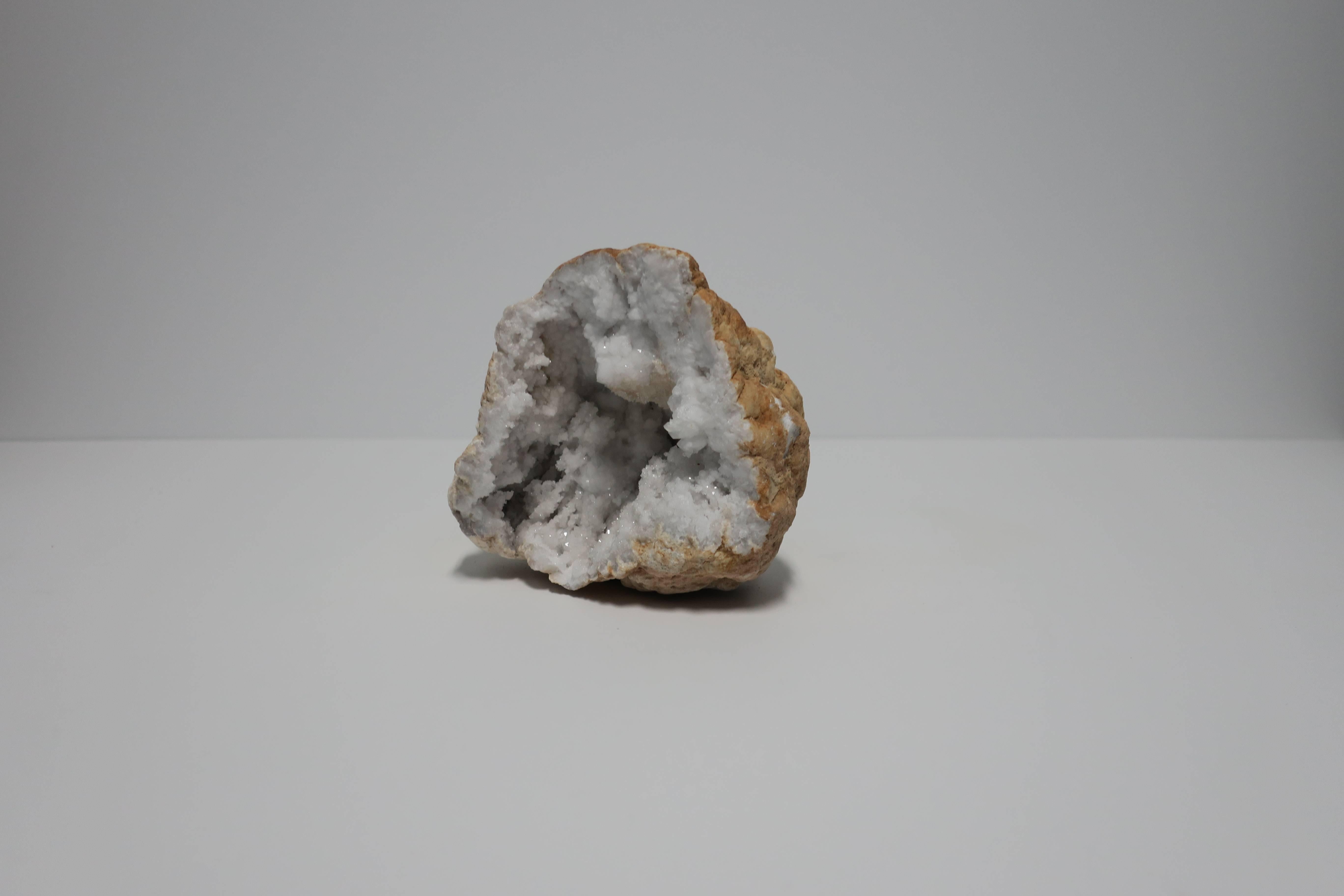 20th Century White Crystal Geode Natural Specimen Sculpture Piece