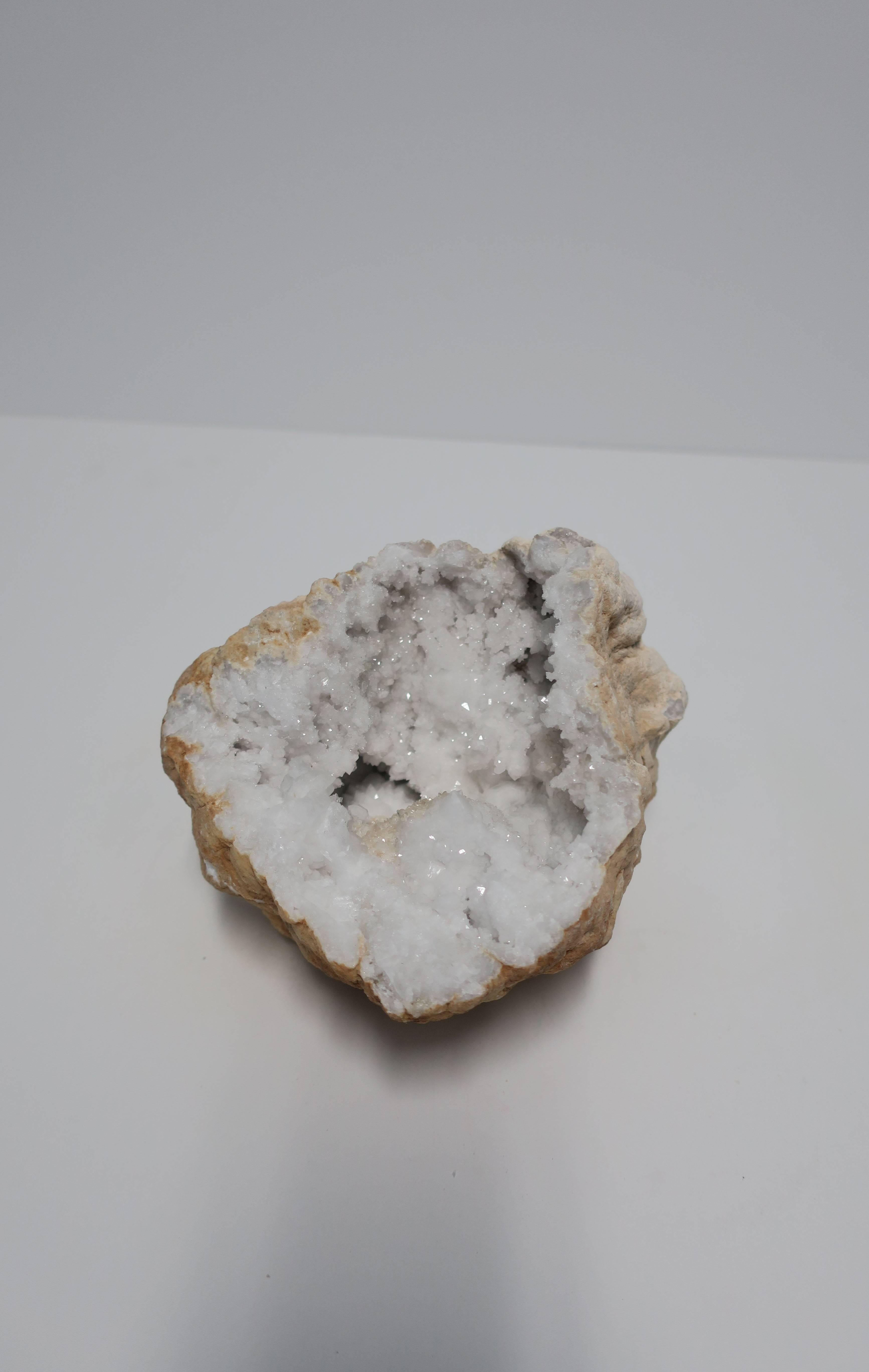 White Crystal Geode Natural Specimen Sculpture Piece 2