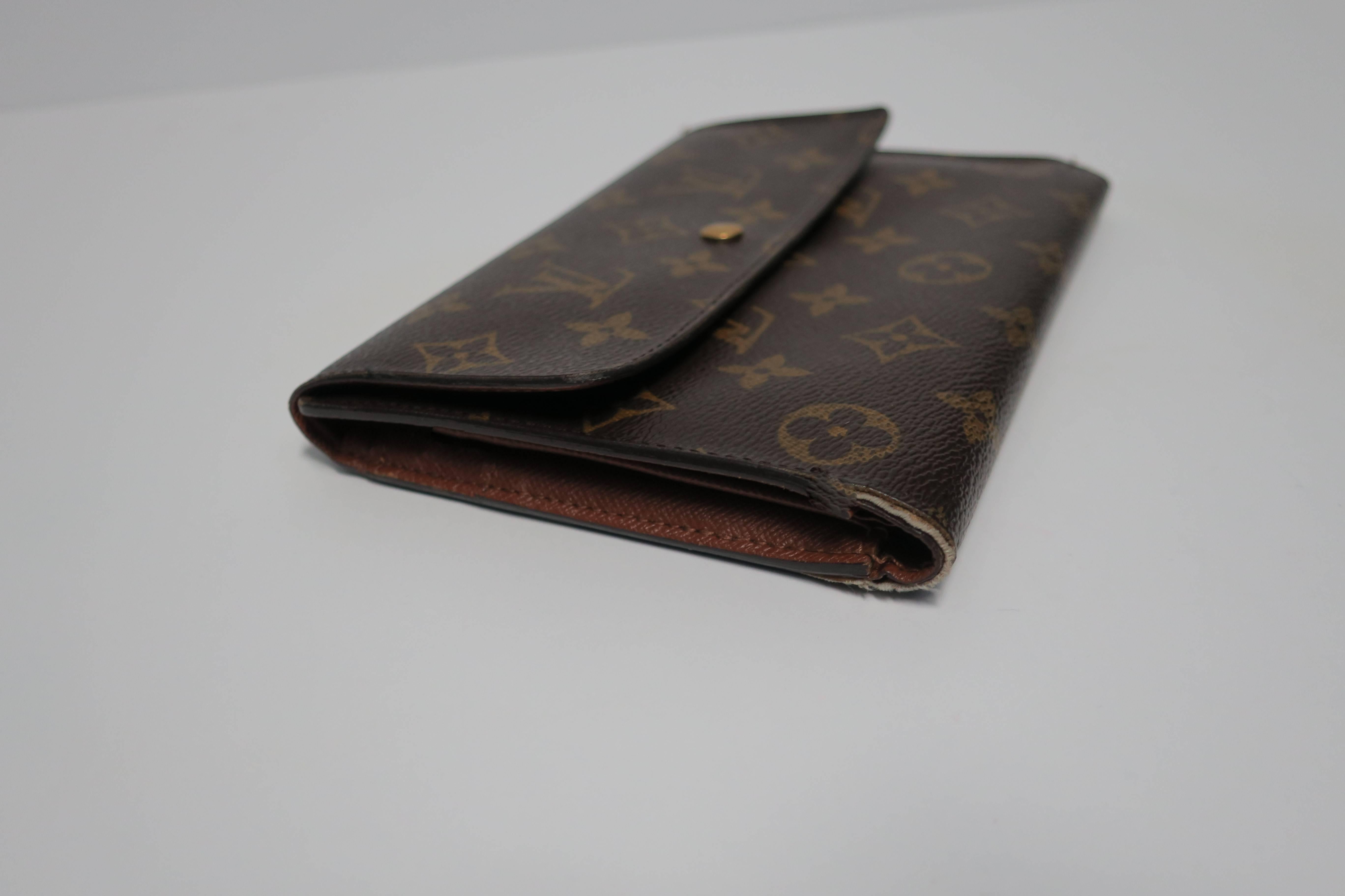 Brass LV Louis Vuitton Wallet and Credit Card Holder Case, From France