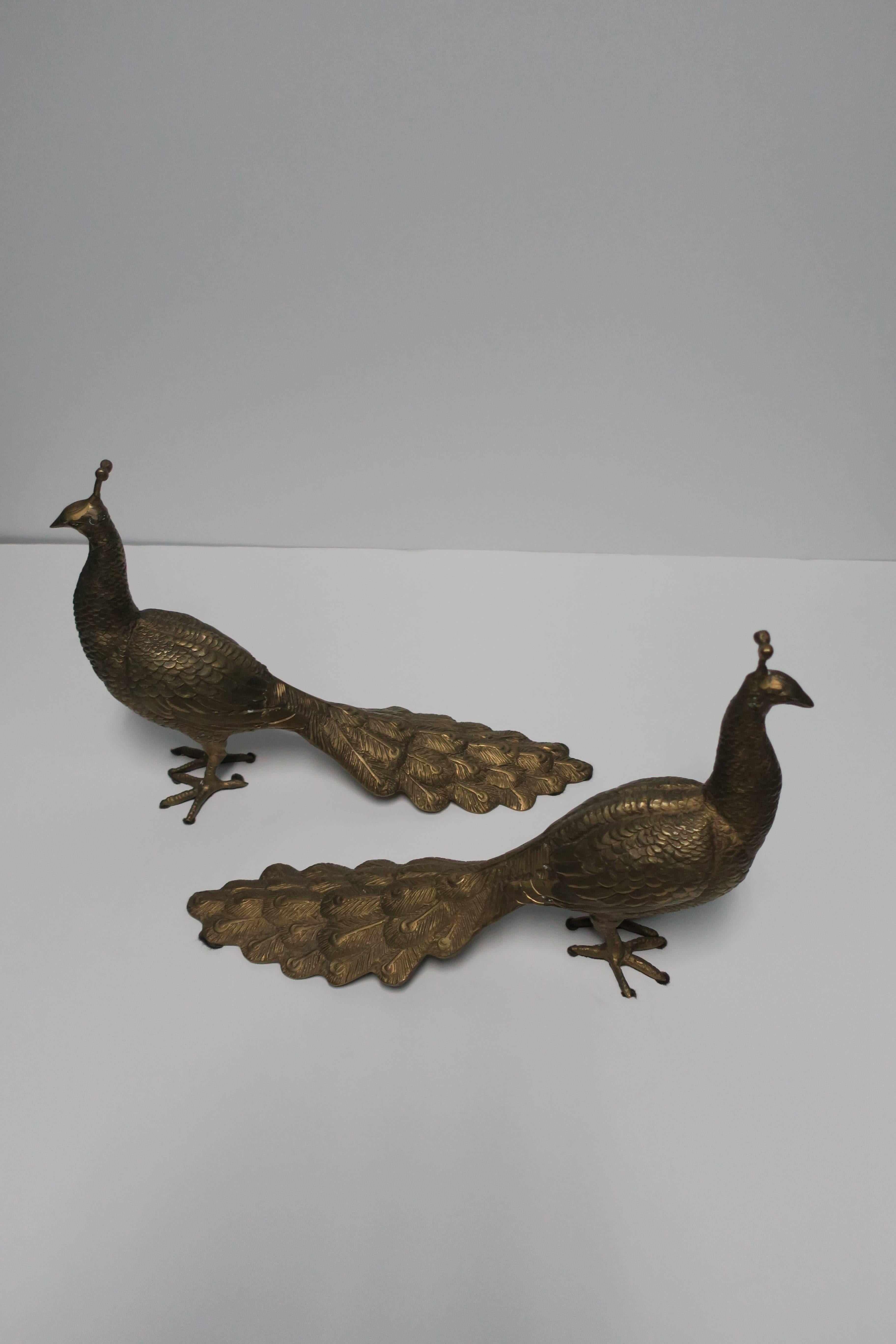 Pair of Beautiful Vintage Brass Peacock Birds In Excellent Condition In New York, NY