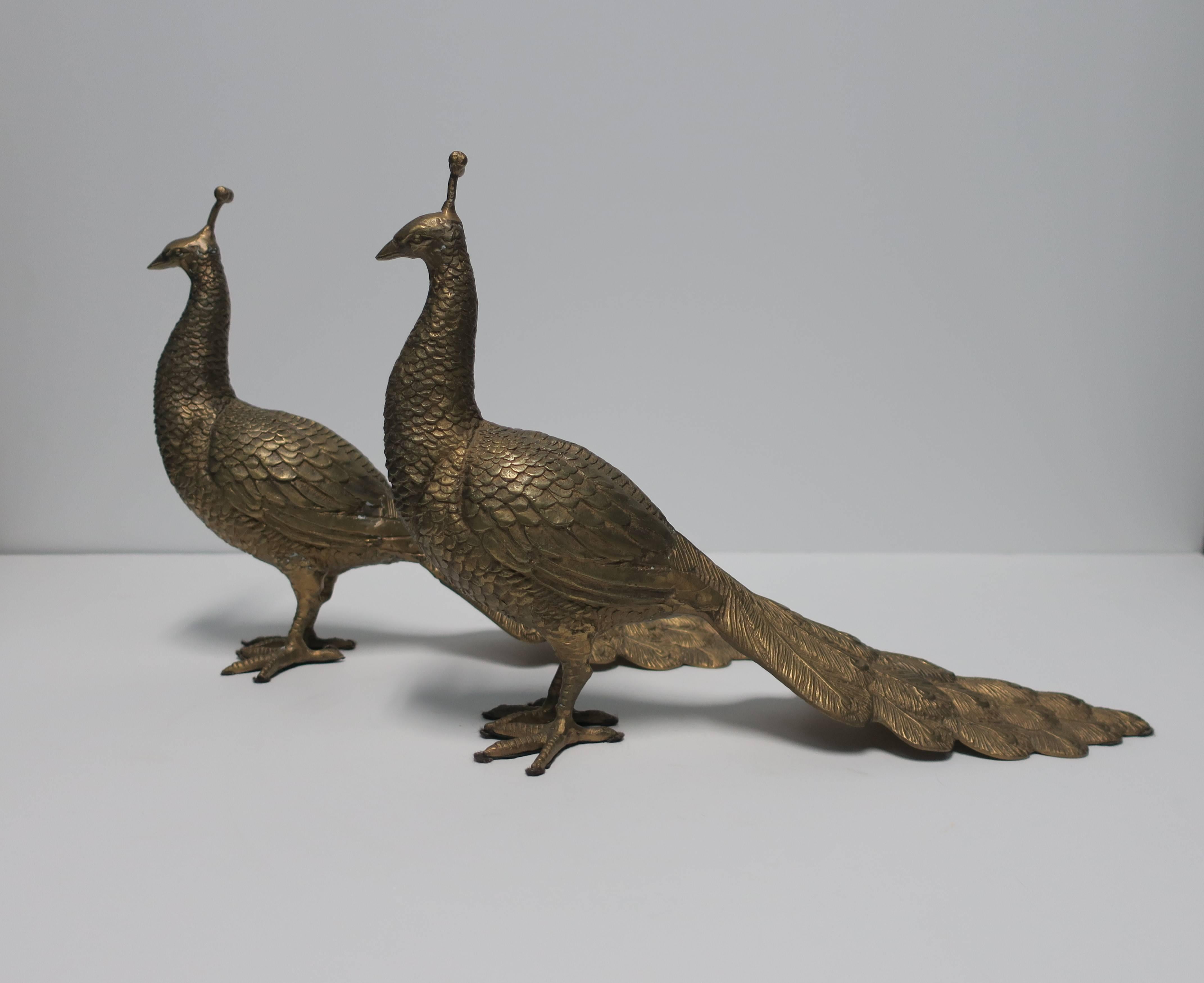 Pair of Beautiful Vintage Brass Peacock Birds at 1stDibs brass