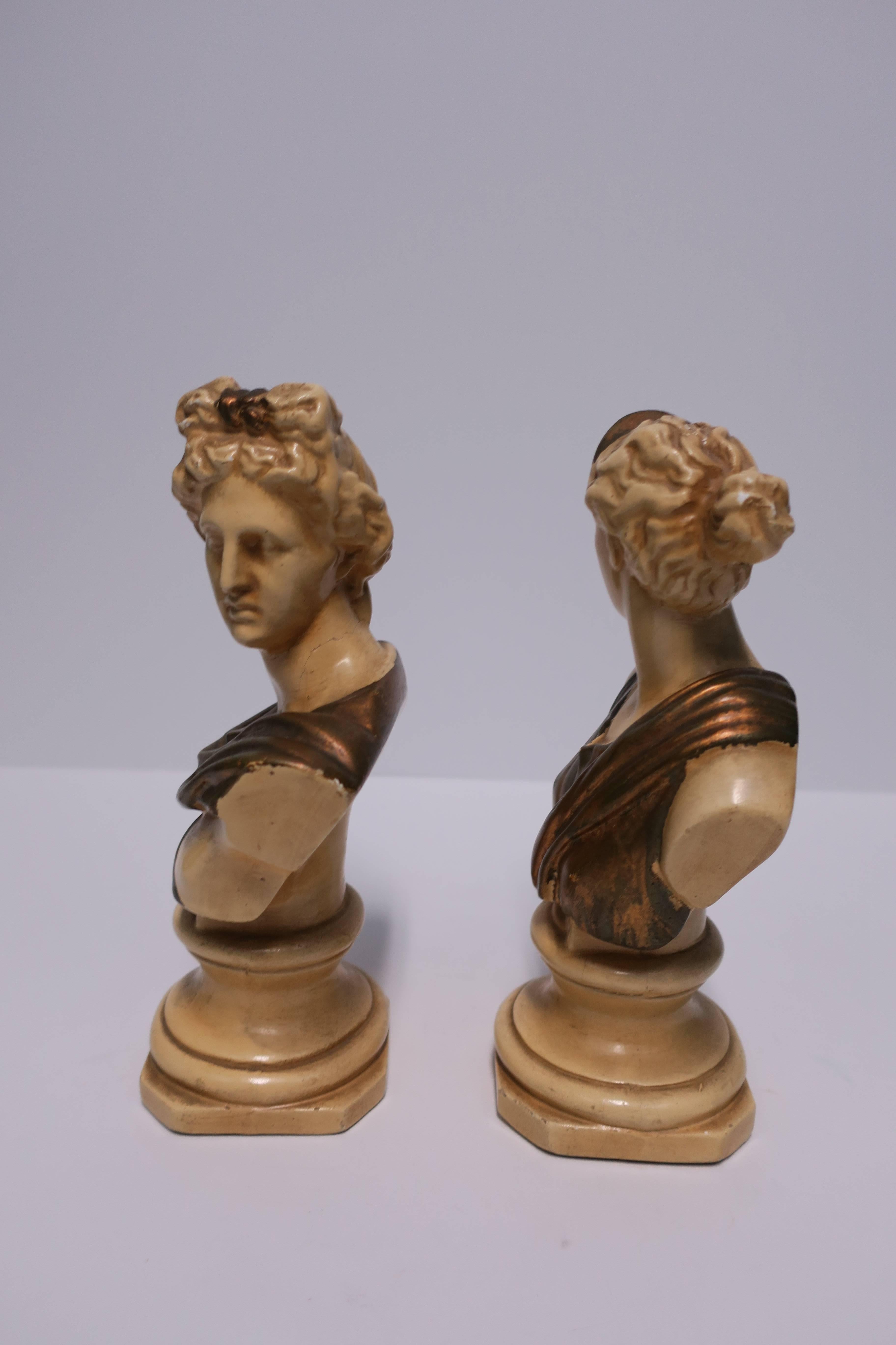 Classical Roman Pair Midcentury Italian Male and Female Classic Roman Bust Sculptures