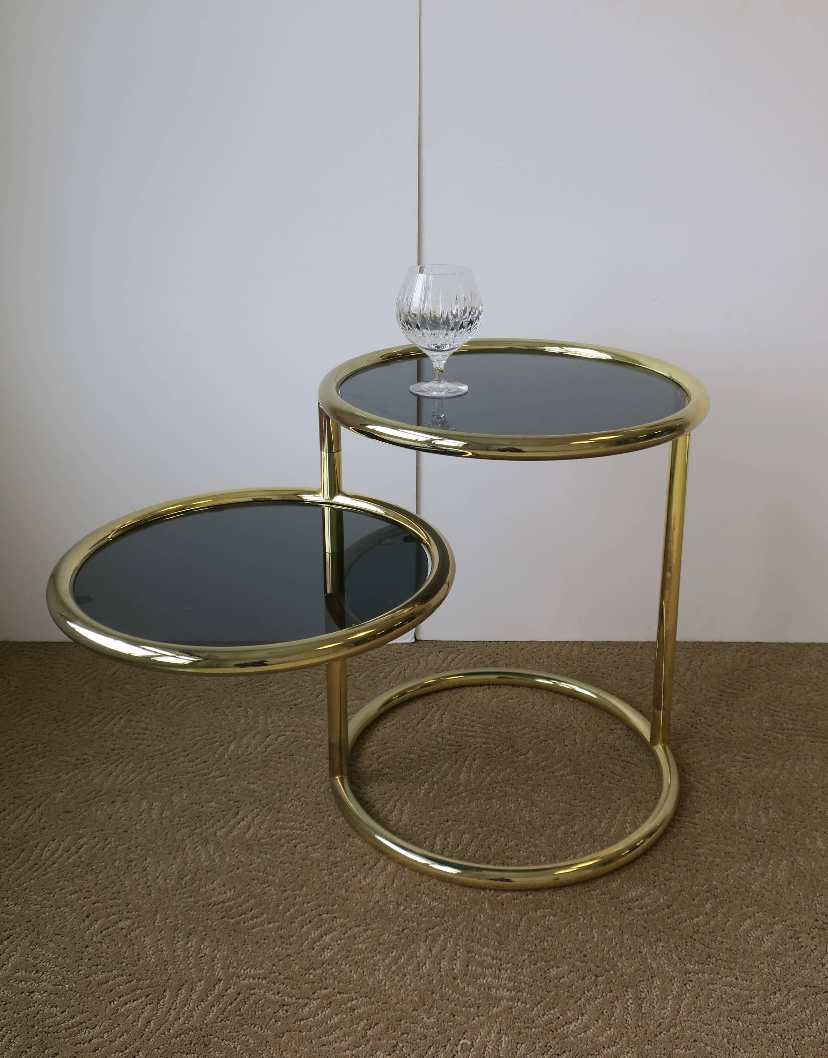 Modern Swivel Round Brass and Glass Side Table After Milo Baughman, ca. 1970s 2