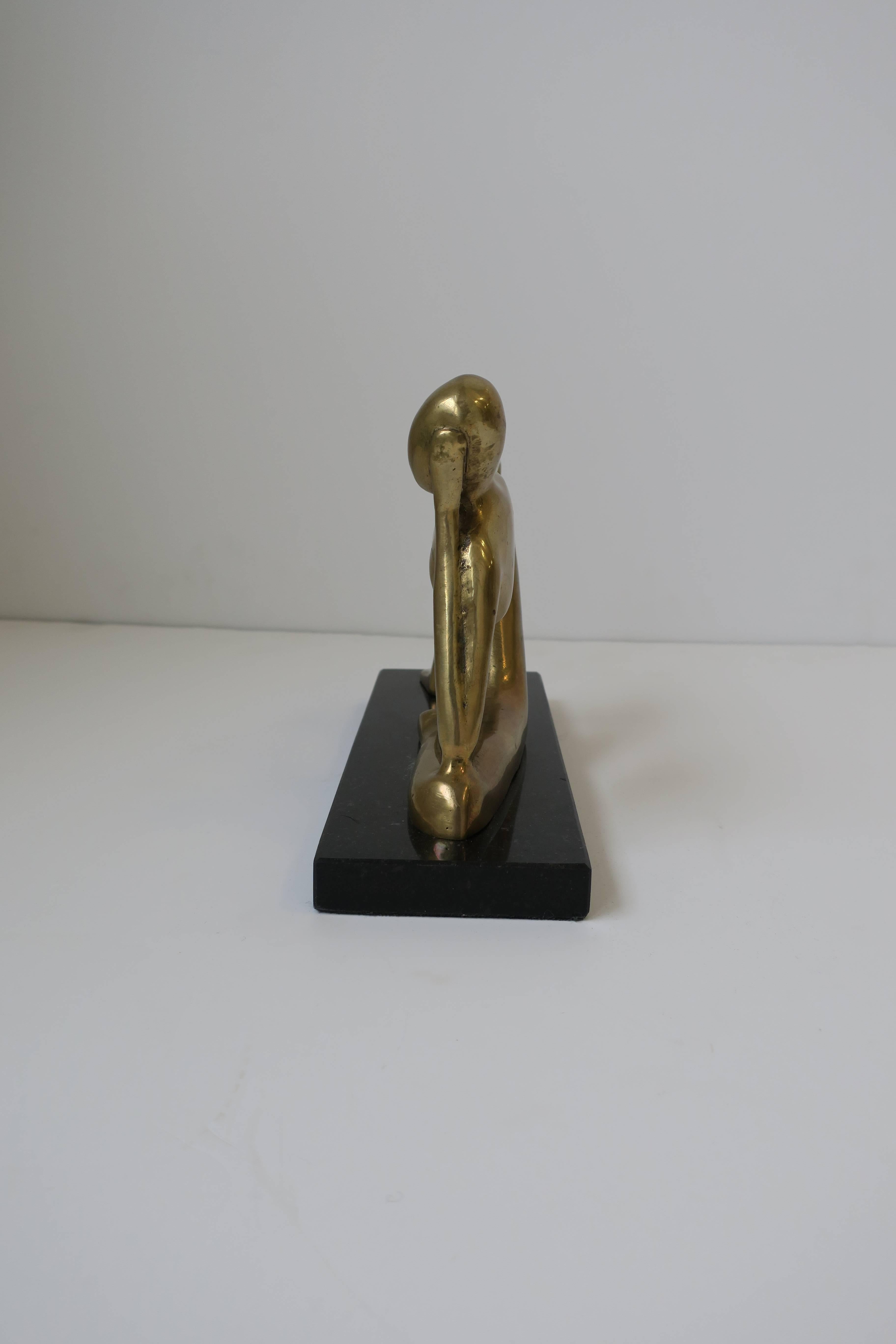 20th Century Brass Figural Sculpture on Black Marble Base after Artist Jean Arp