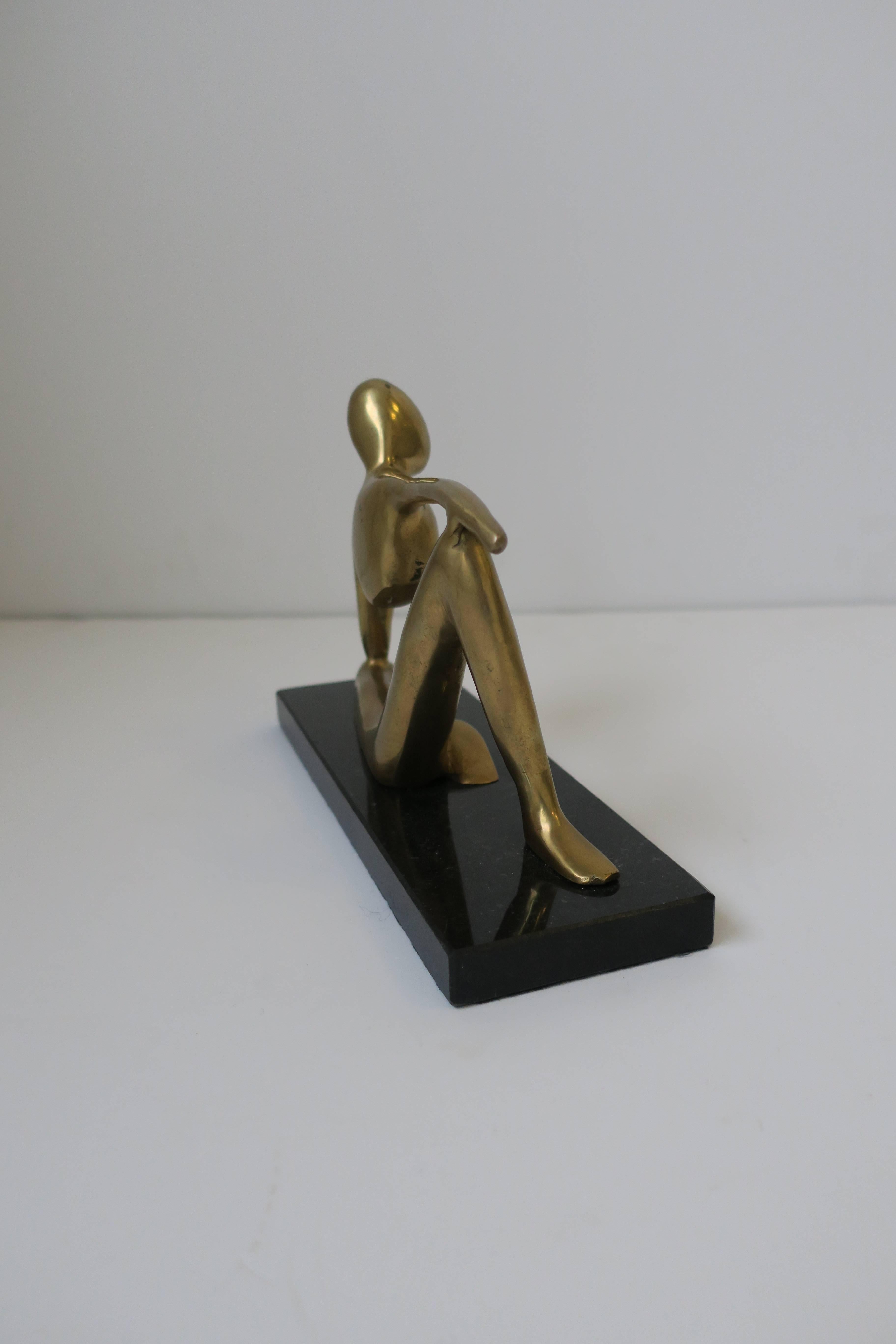 Brass Figural Sculpture on Black Marble Base after Artist Jean Arp 2