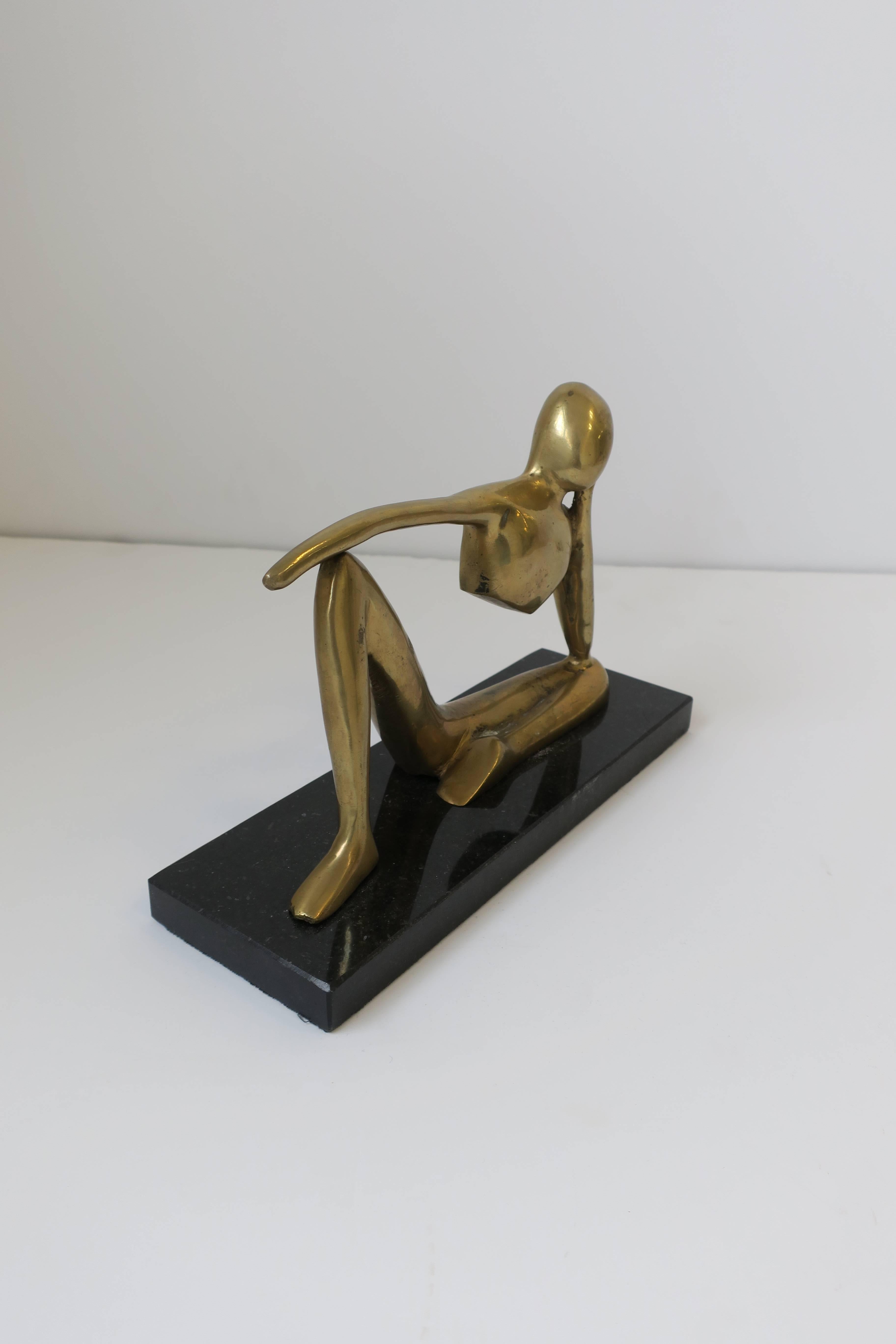 Brass Figural Sculpture on Black Marble Base after Artist Jean Arp 3
