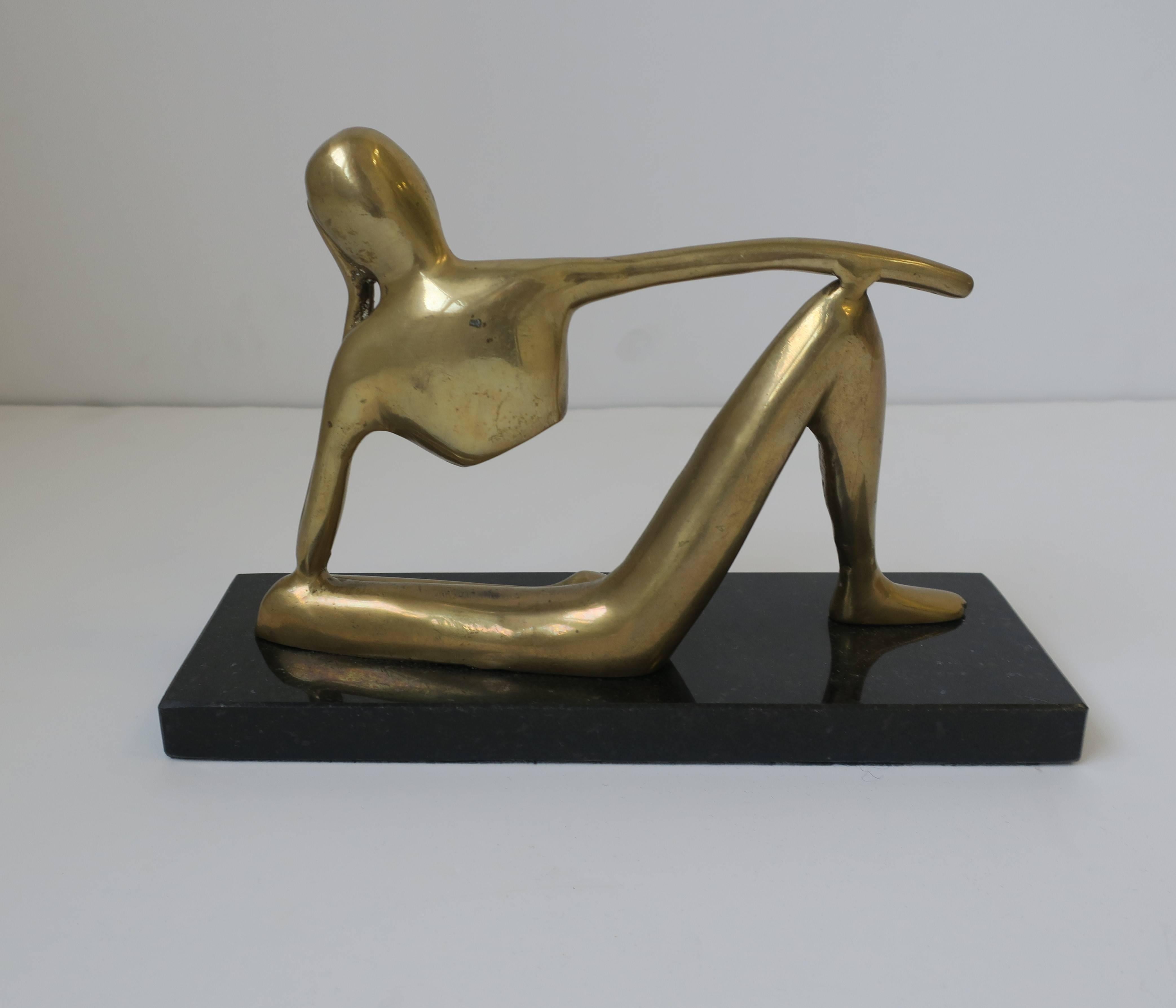 Brass Figural Sculpture on Black Marble Base after Artist Jean Arp 1