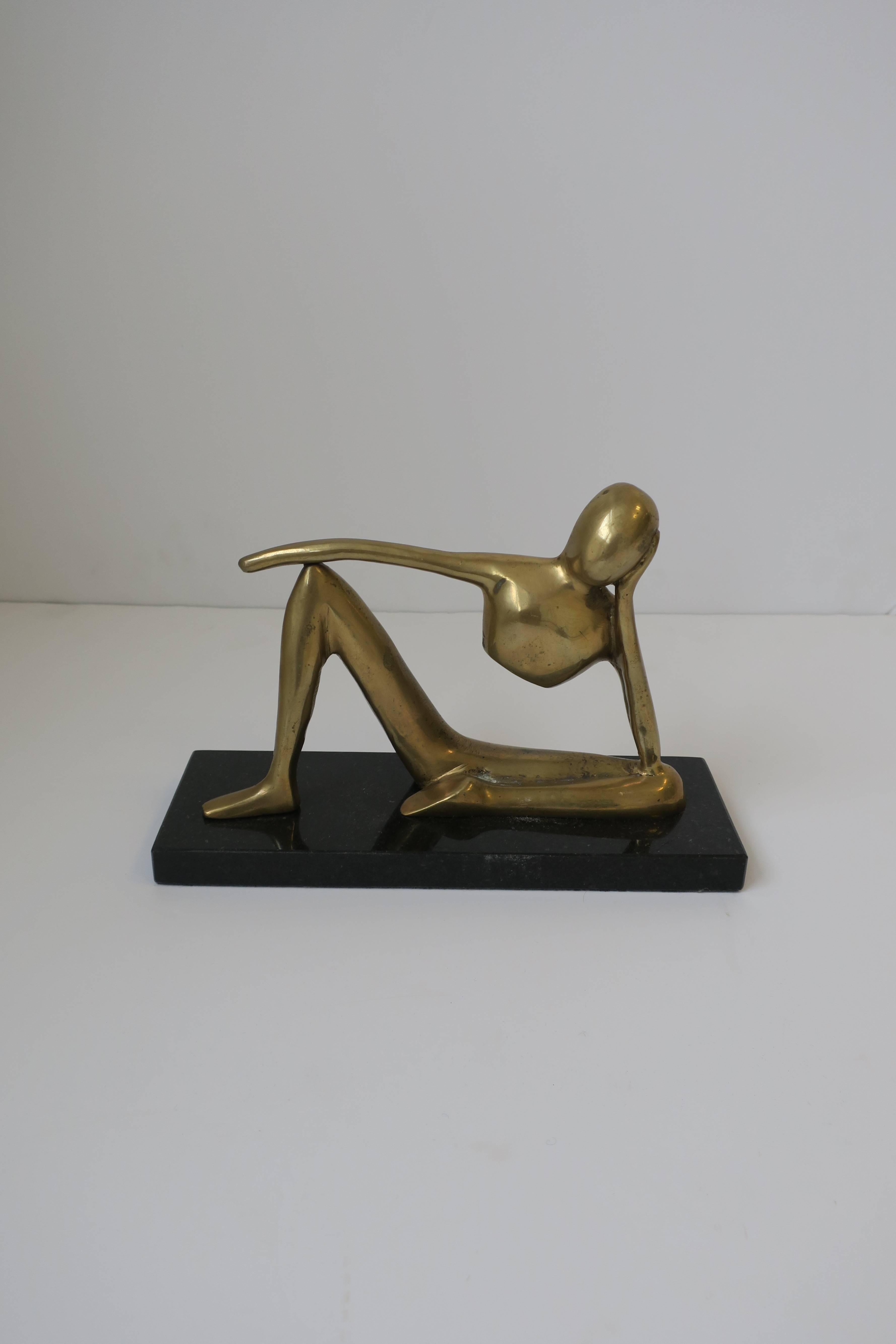 Brass Figural Sculpture on Black Marble Base after Artist Jean Arp 4