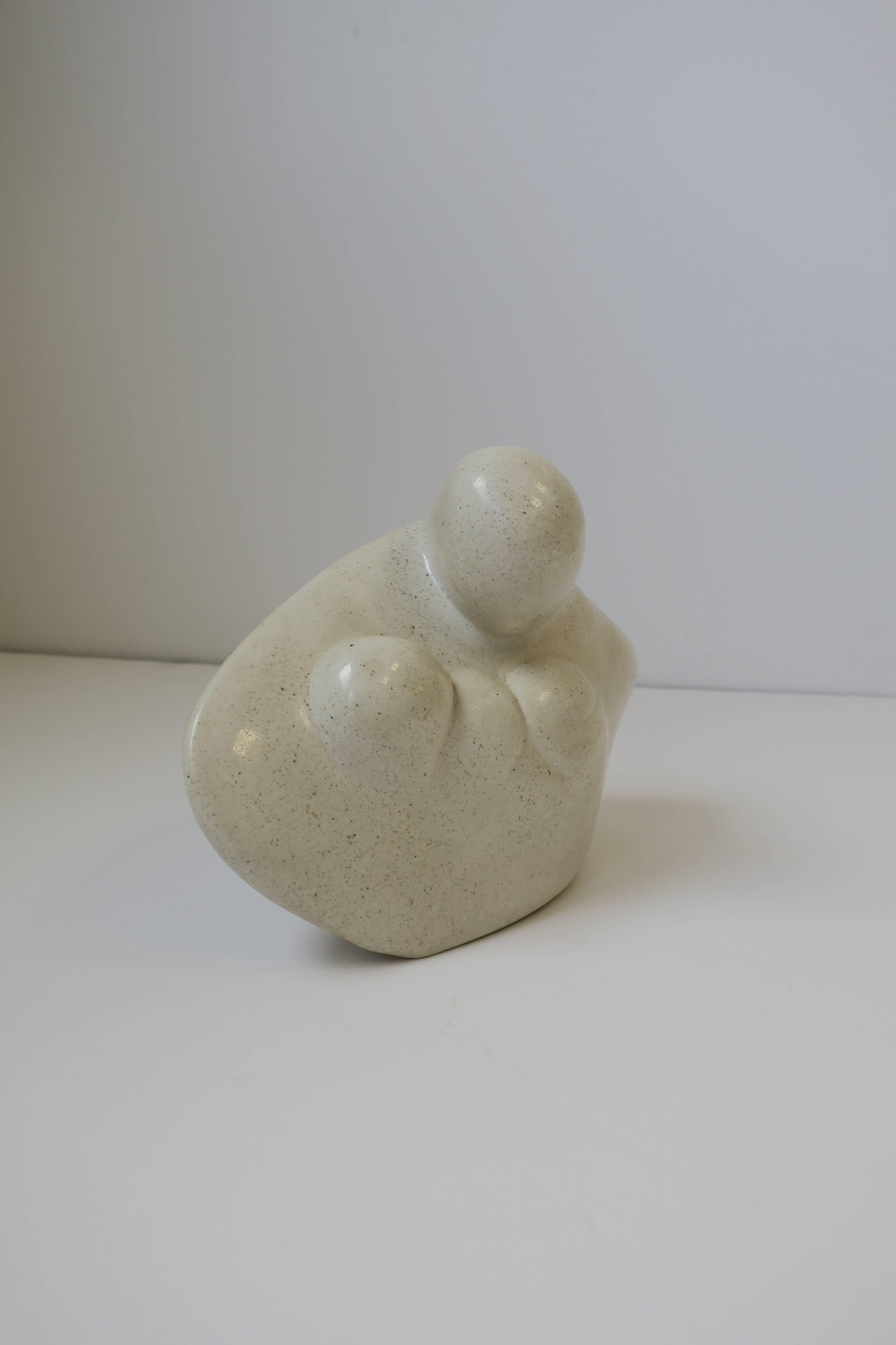 Late 20th Century Vintage Modern Mother-and-Child Stone Sculpture 