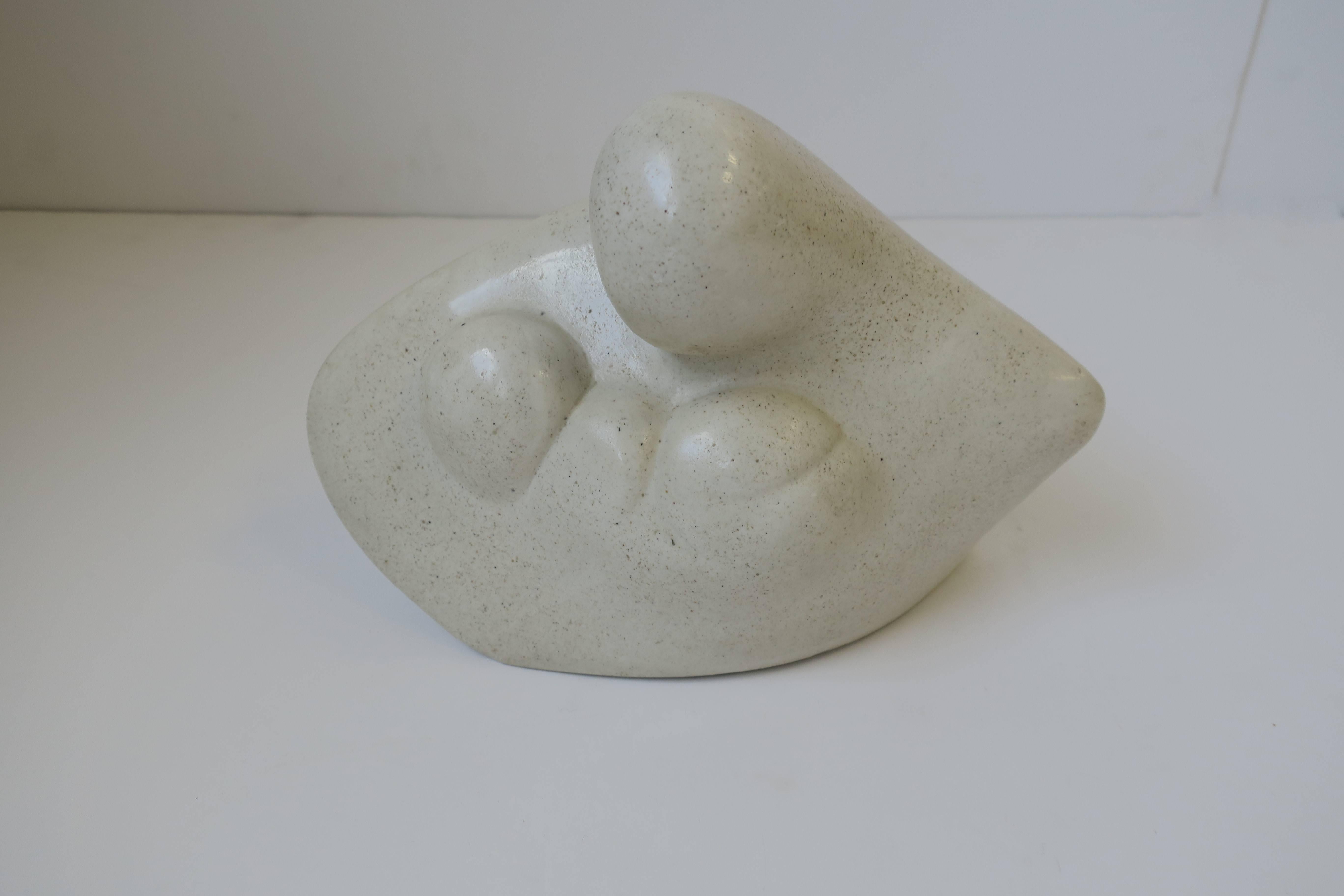 Polished Vintage Modern Mother-and-Child Stone Sculpture 