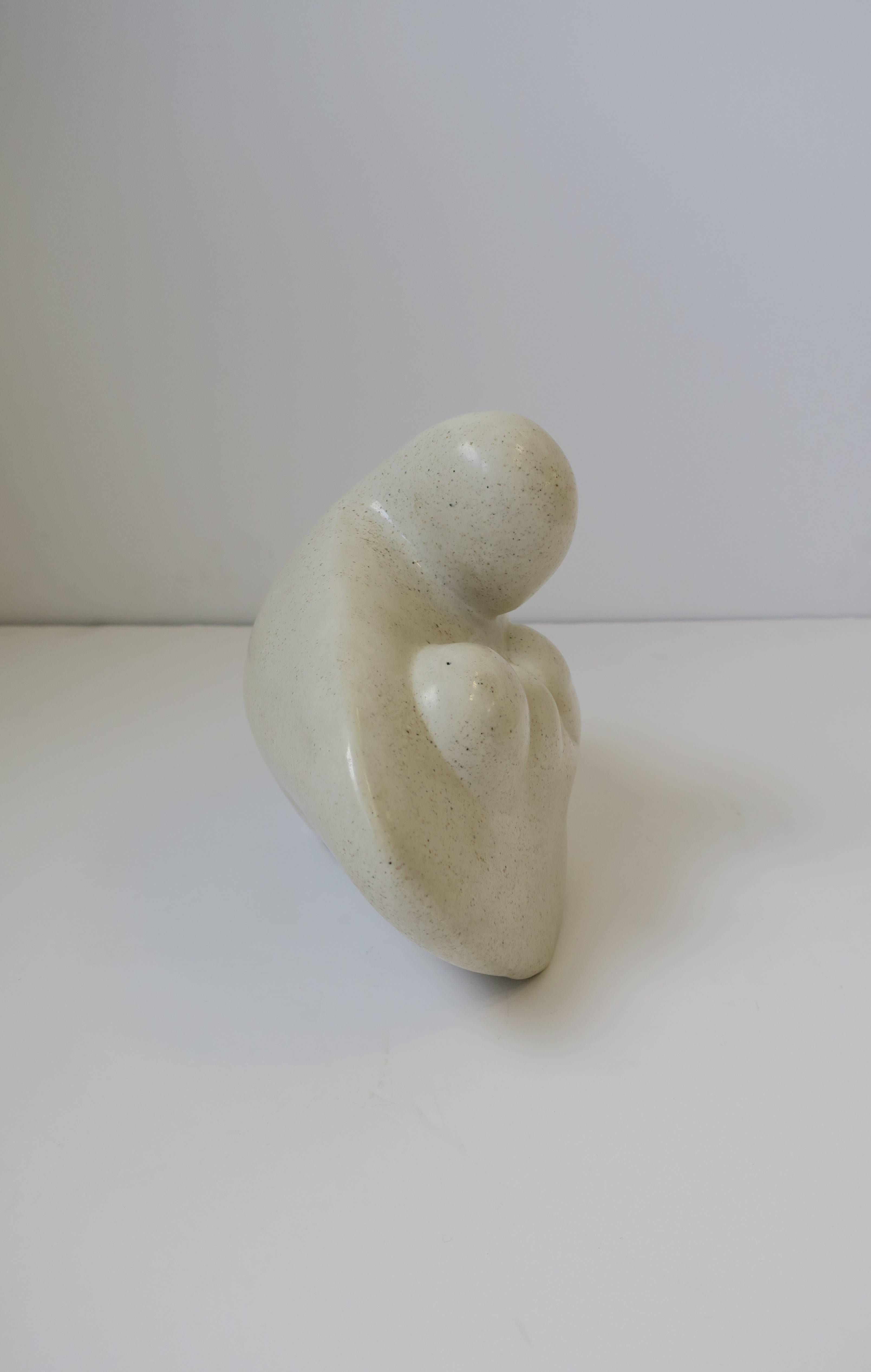 Vintage Modern Mother-and-Child Stone Sculpture  1