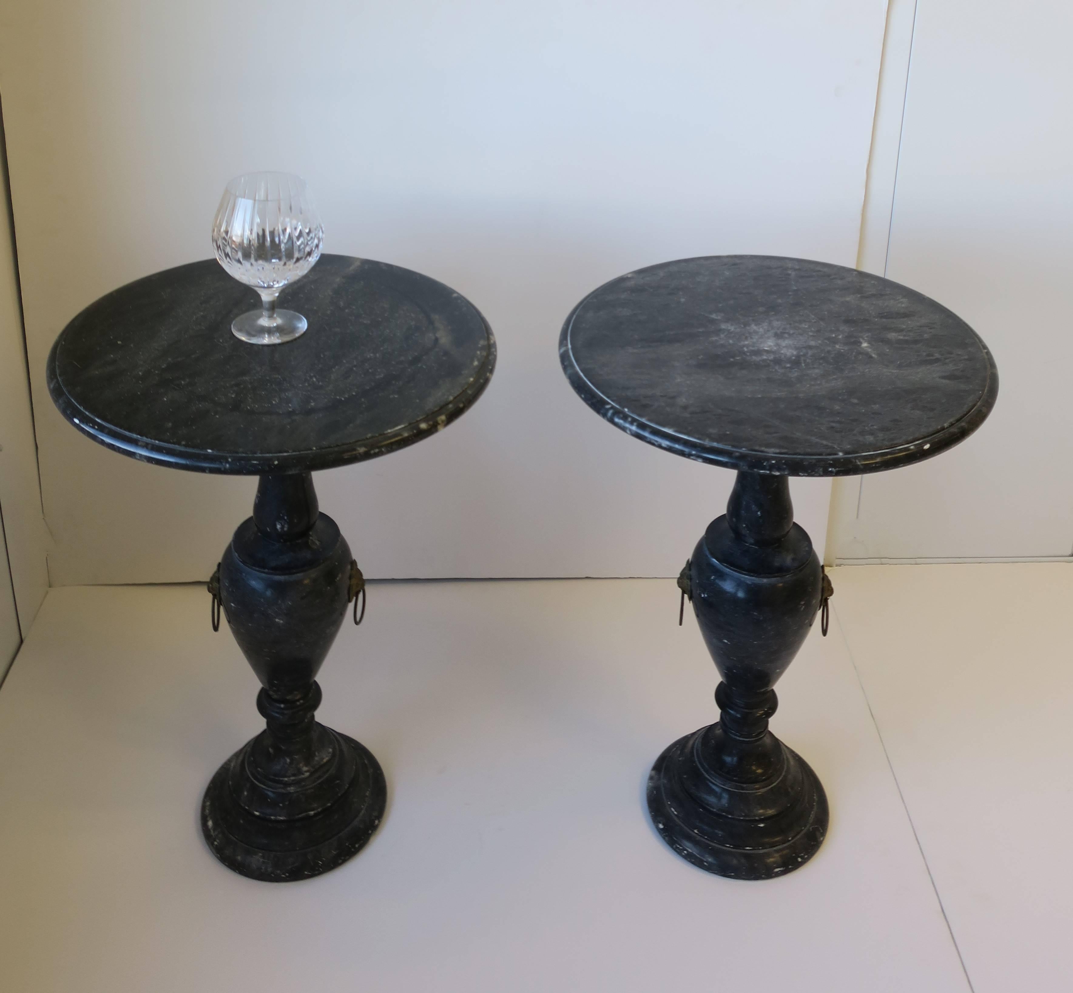 Italian Black and White Marble Round Side Tables 12