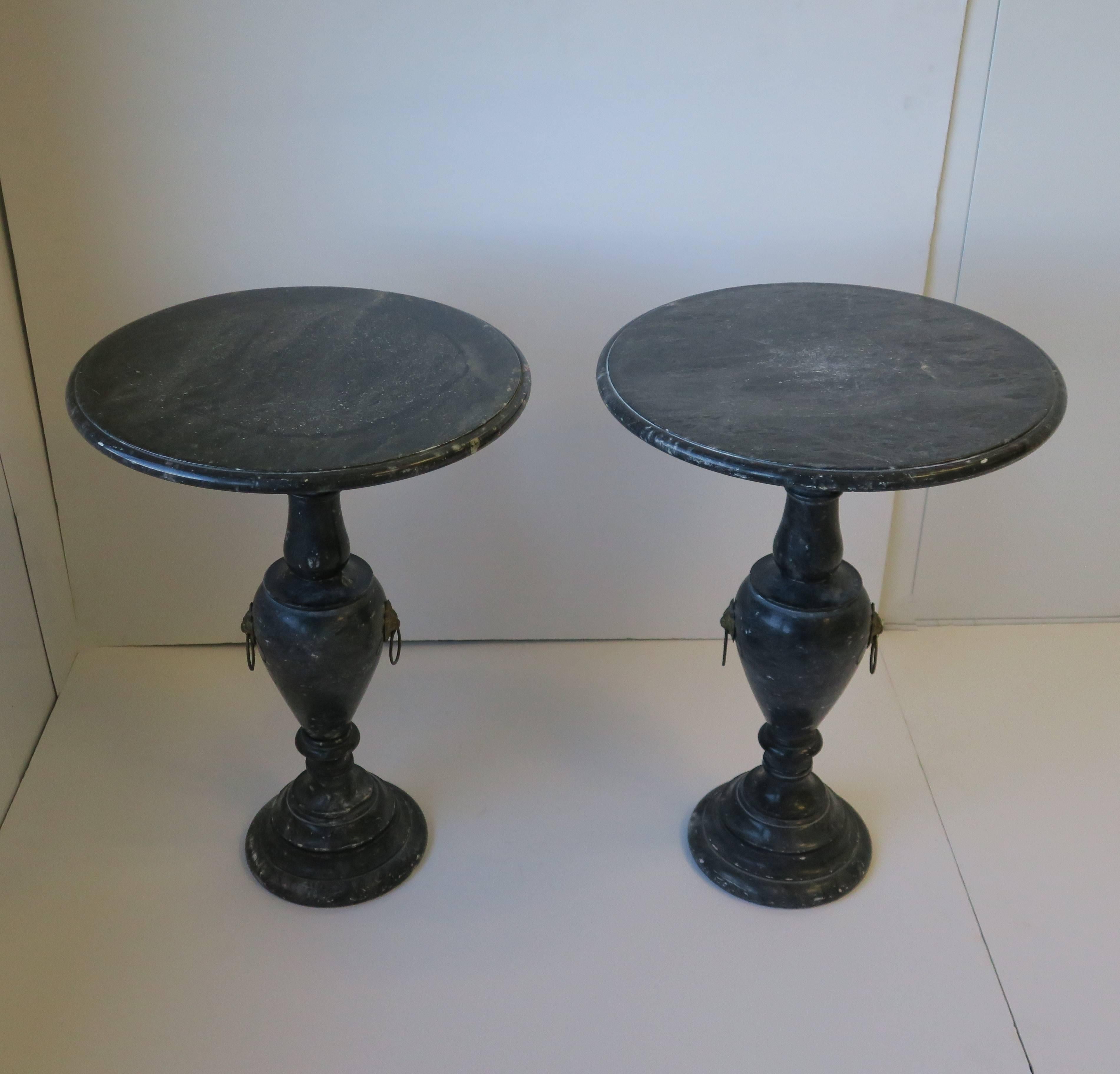 Italian Black and White Marble Round Side Tables 10