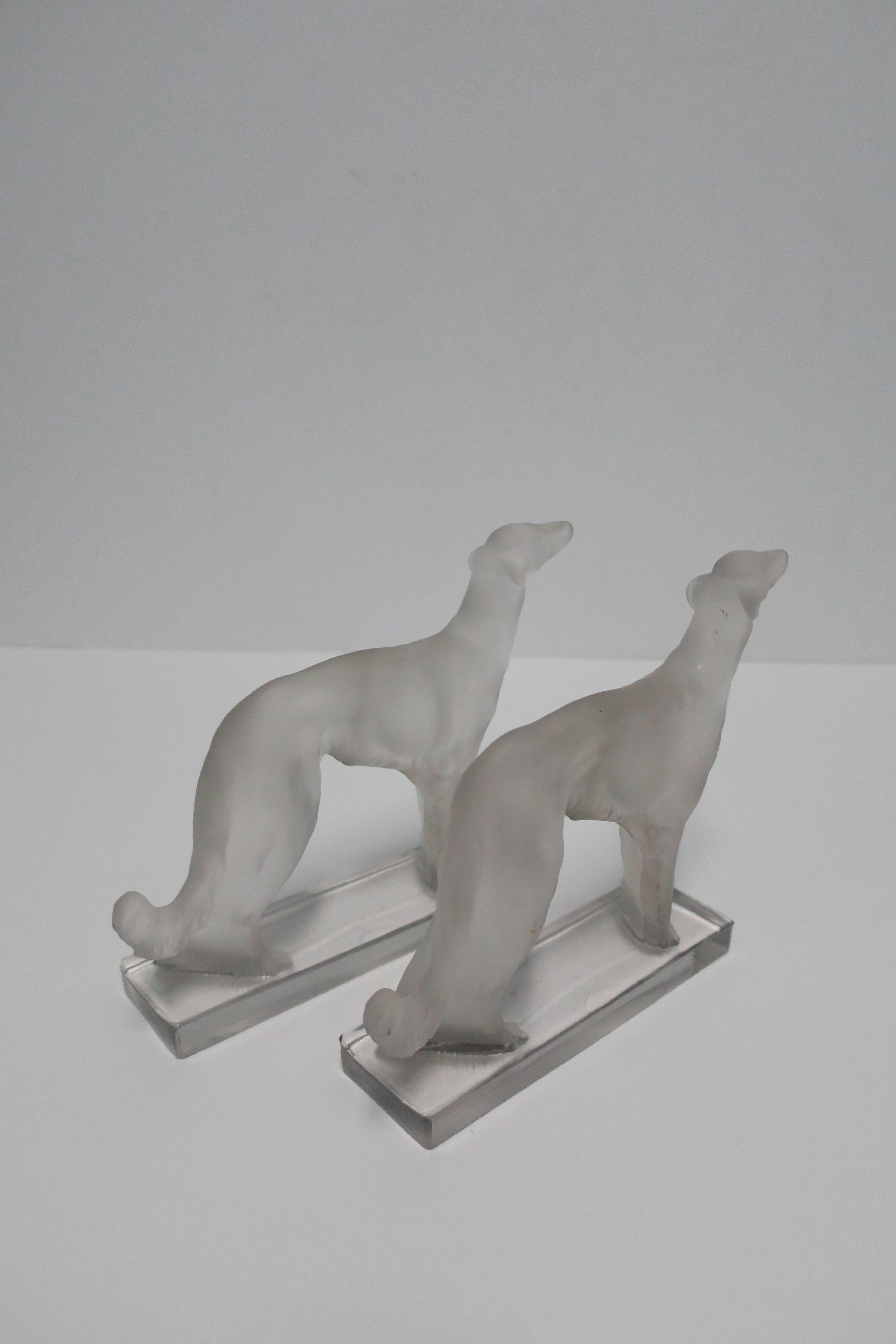 Art Deco Wolfhound Dogs Crystal Bookends, Pair 3