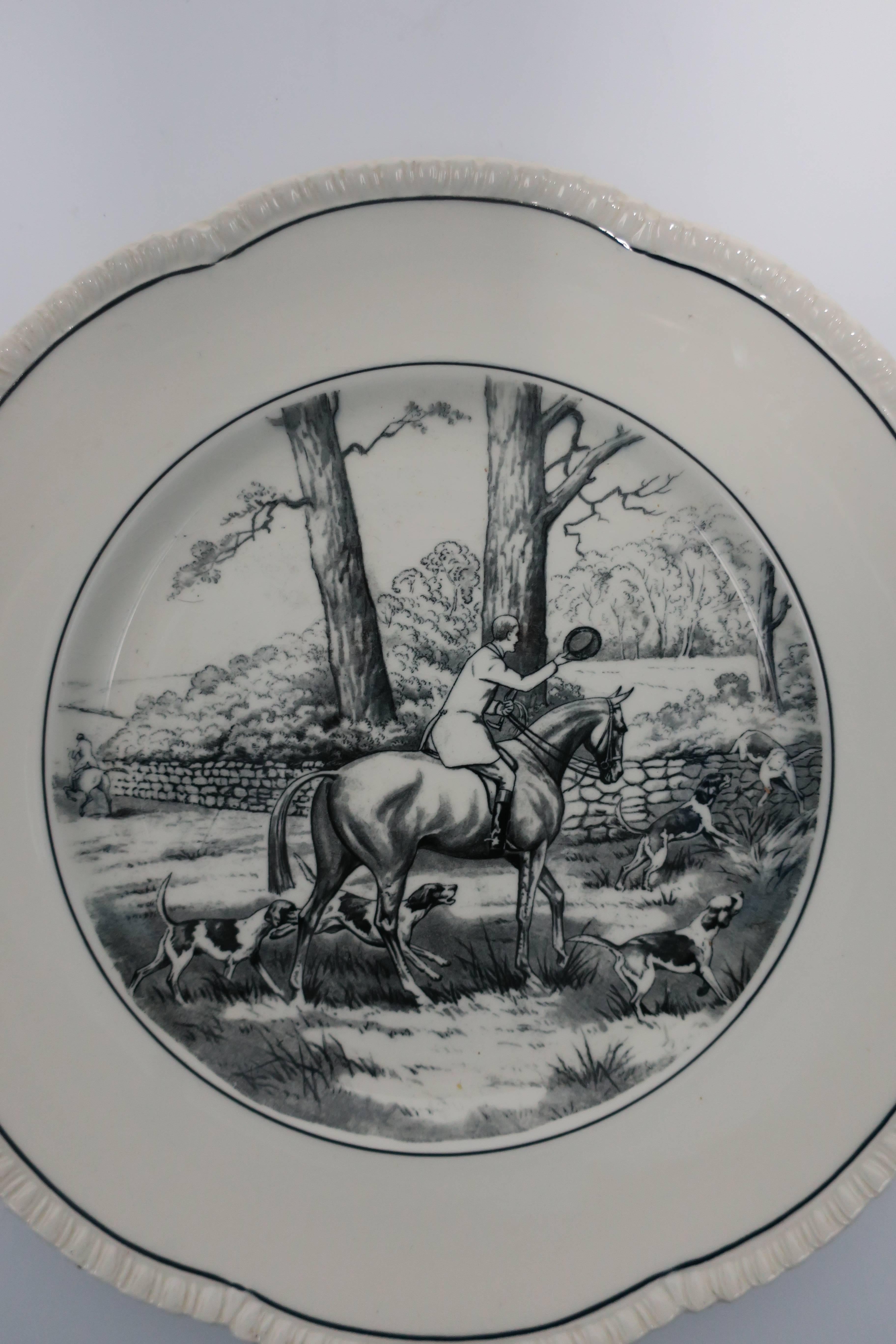 20th Century Black and Whtie English Horse or Equine Porcelain Plate or Wall Art For Sale
