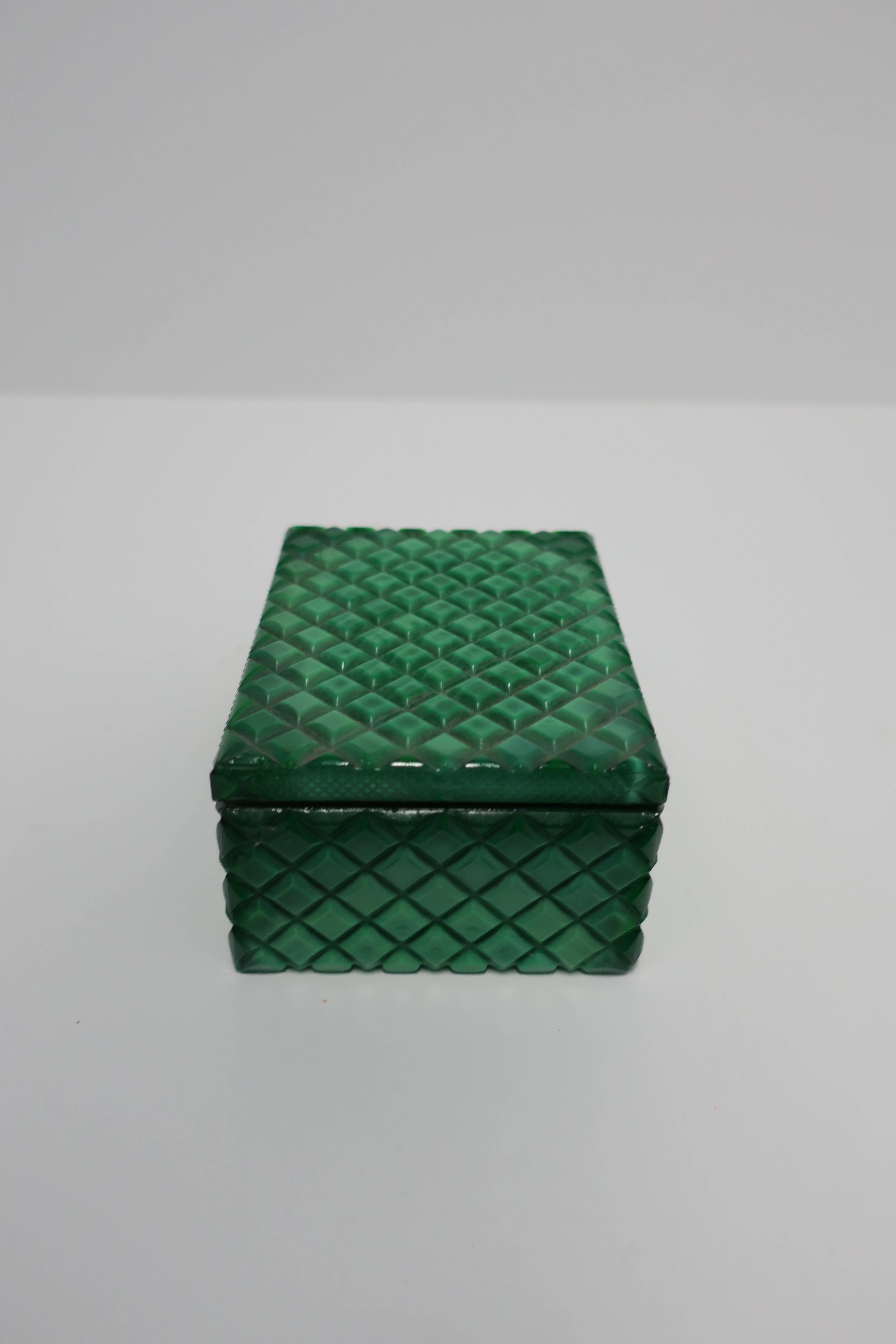 20th Century Vintage Malachite Green Style Glass Box