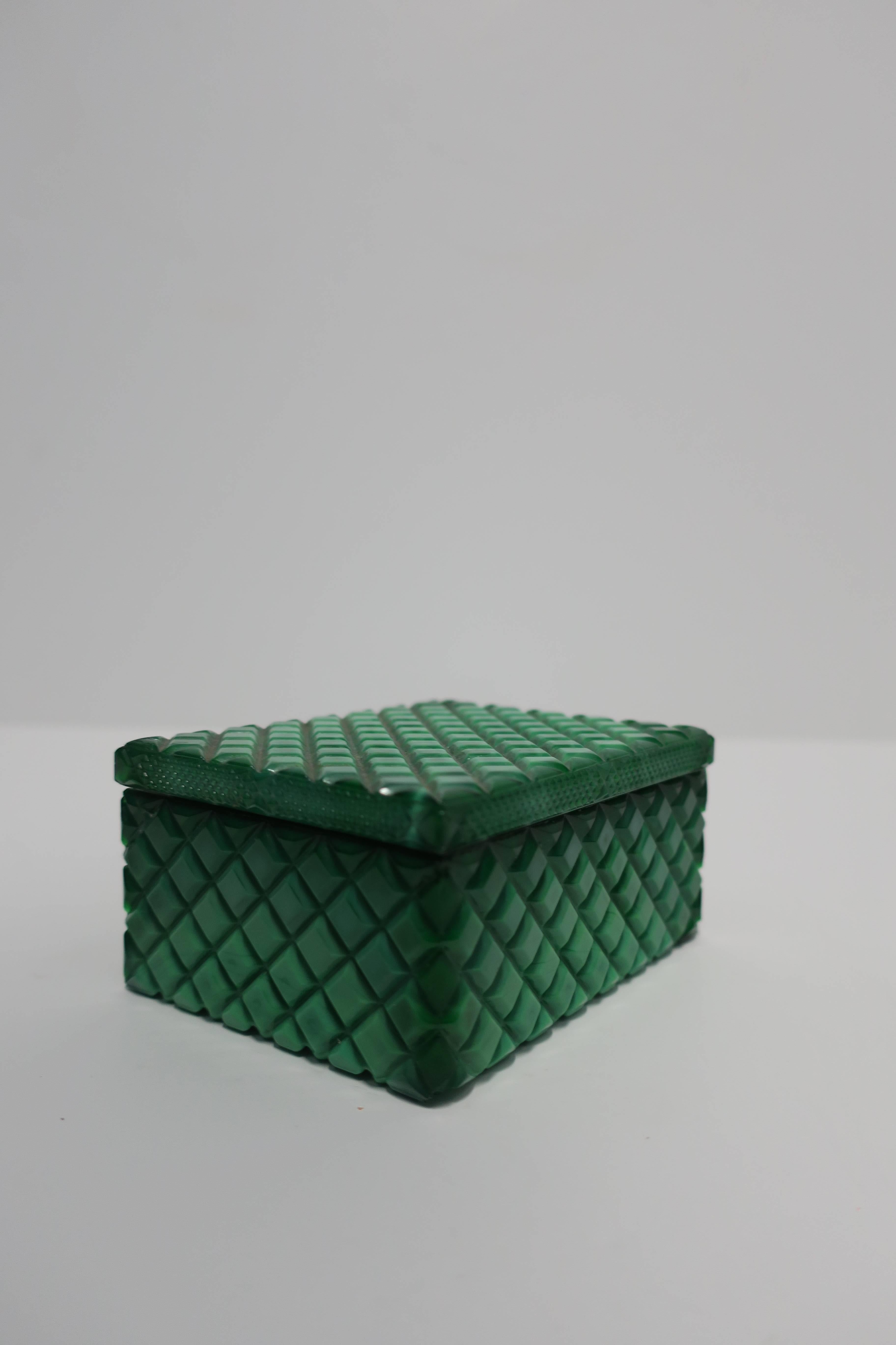 Vintage Malachite Green Style Glass Box 1