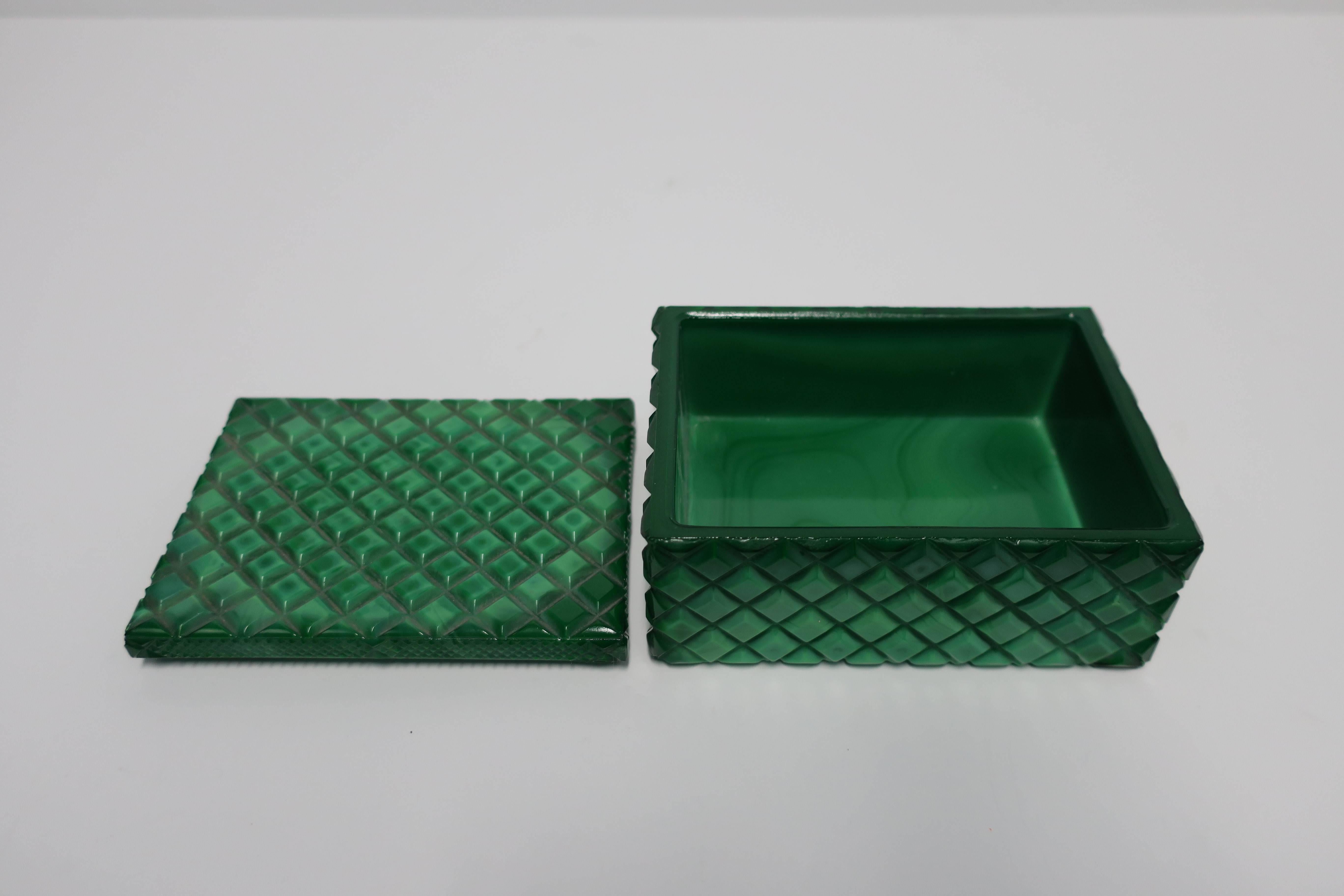Vintage Malachite Green Style Glass Box 2