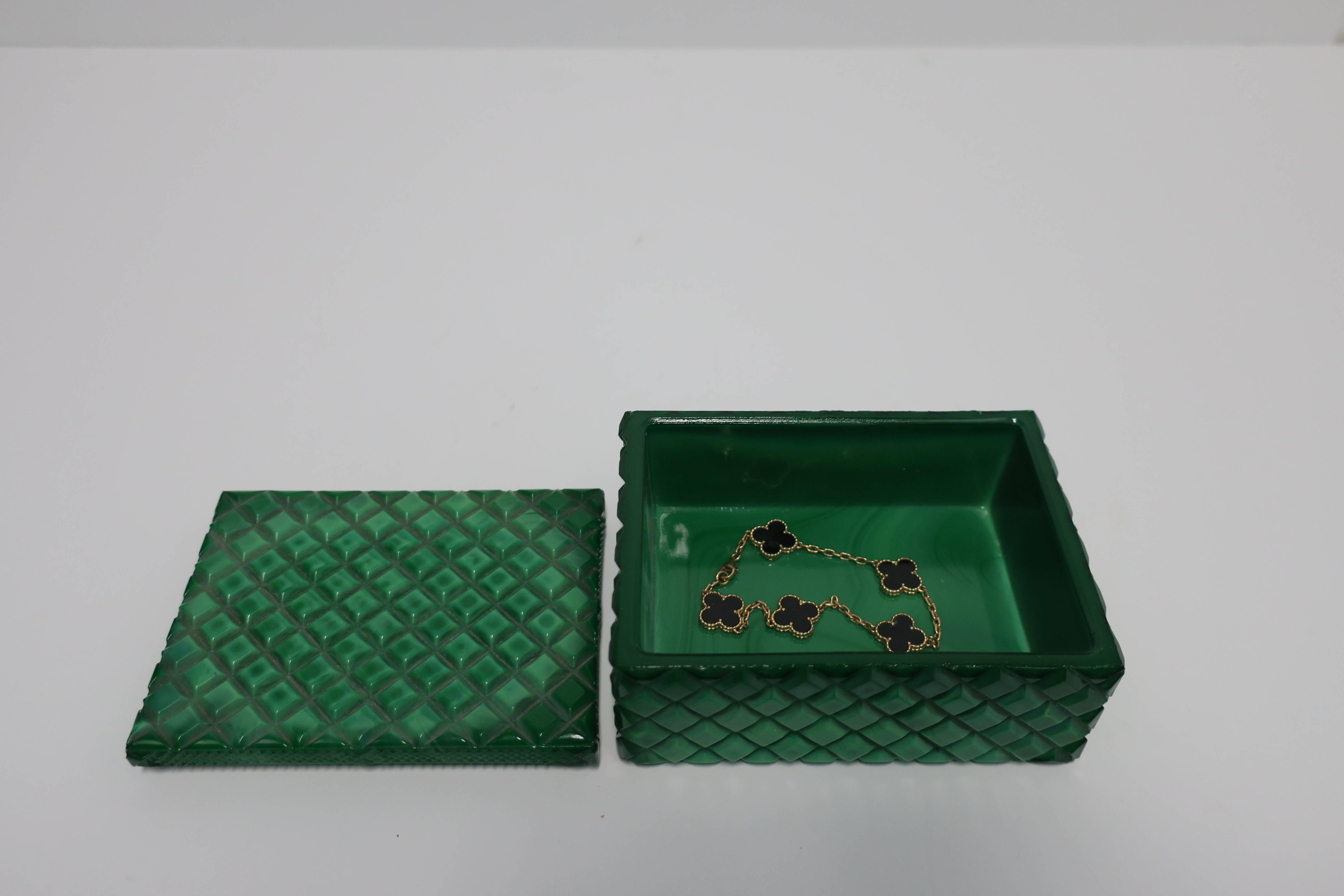 Vintage Malachite Green Style Glass Box 3