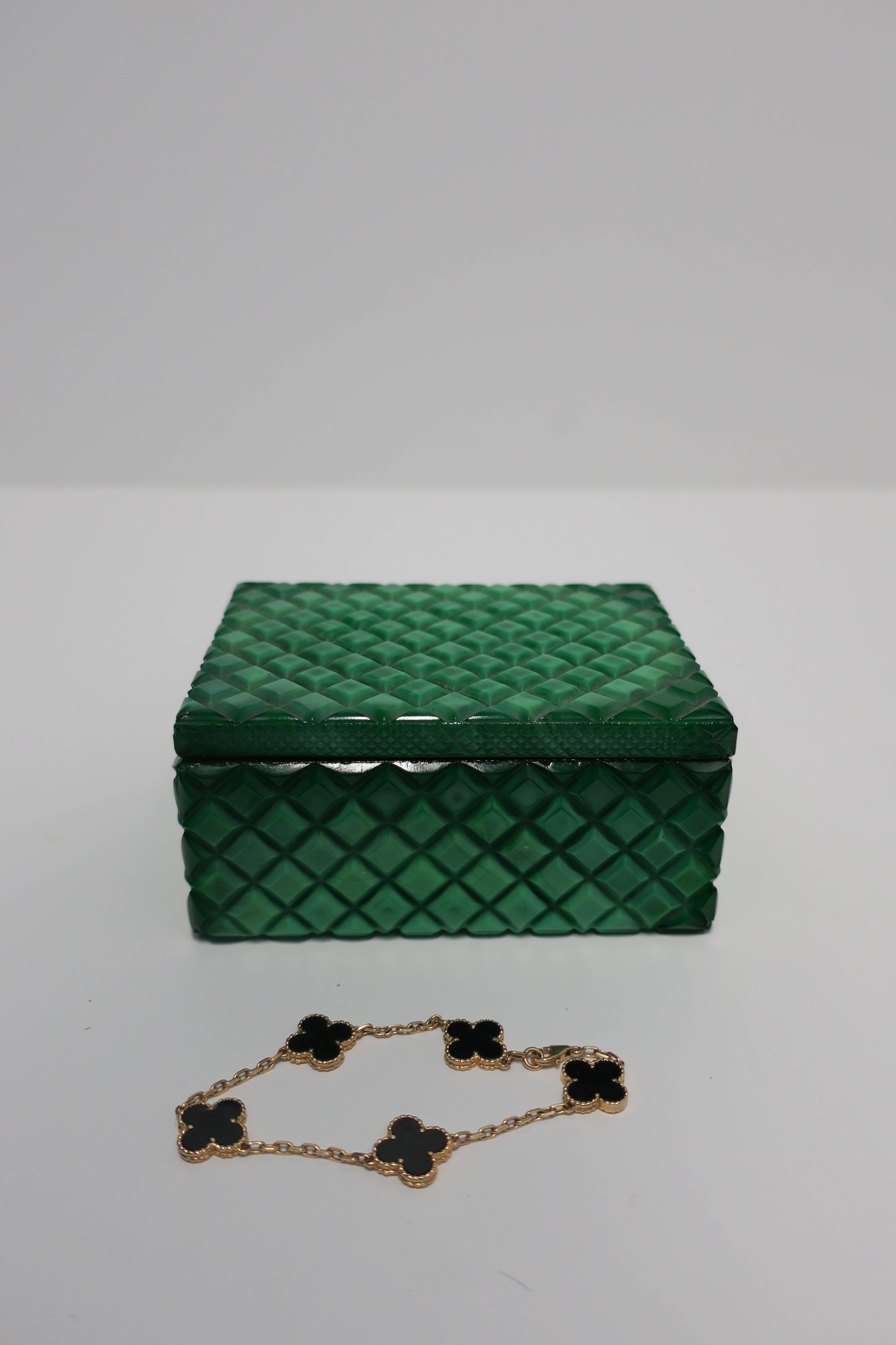 Vintage Malachite Green Style Glass Box 4