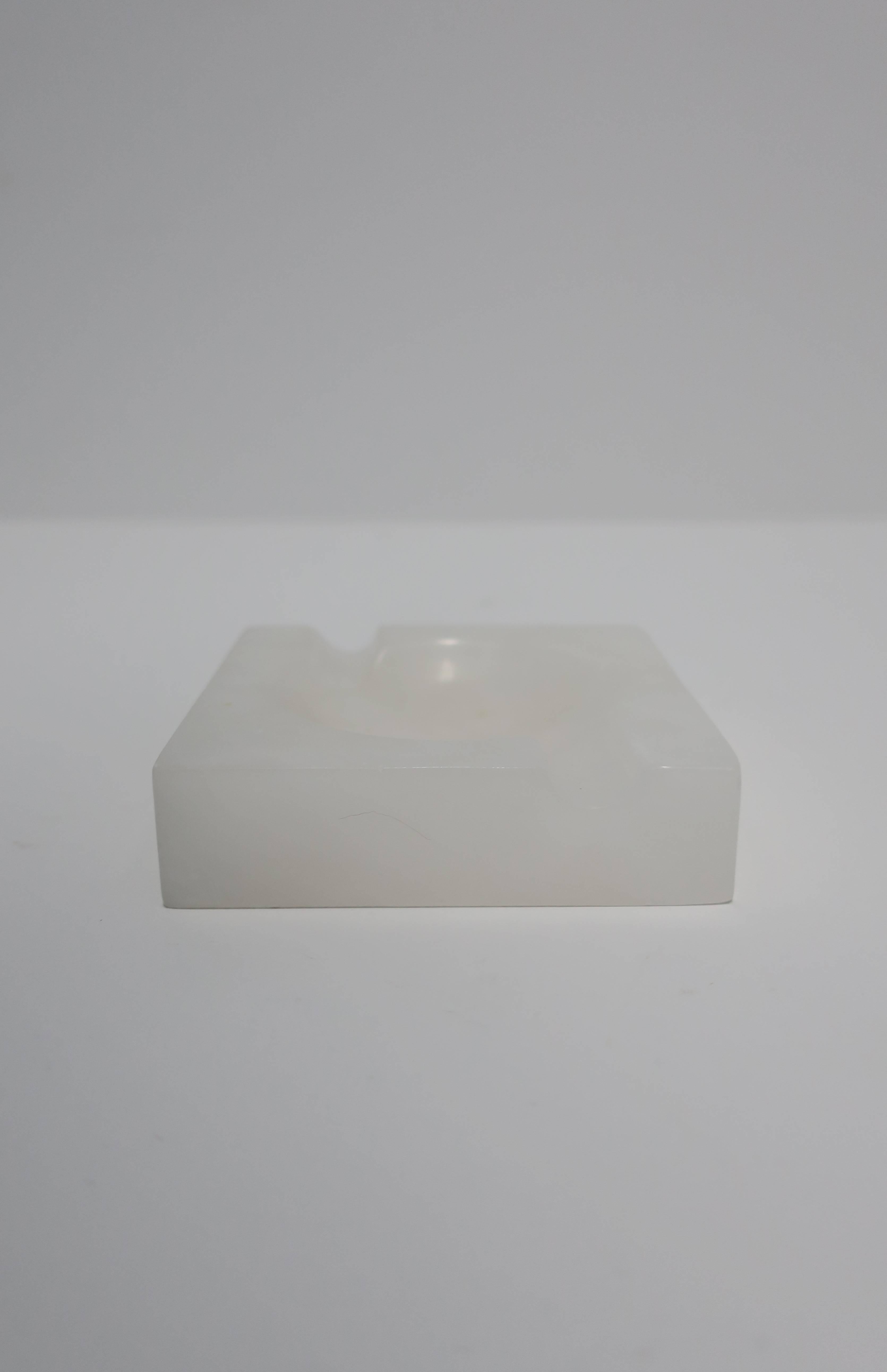 Late 20th Century Italian Modern White Alabaster Marble Ashtray or Vessel