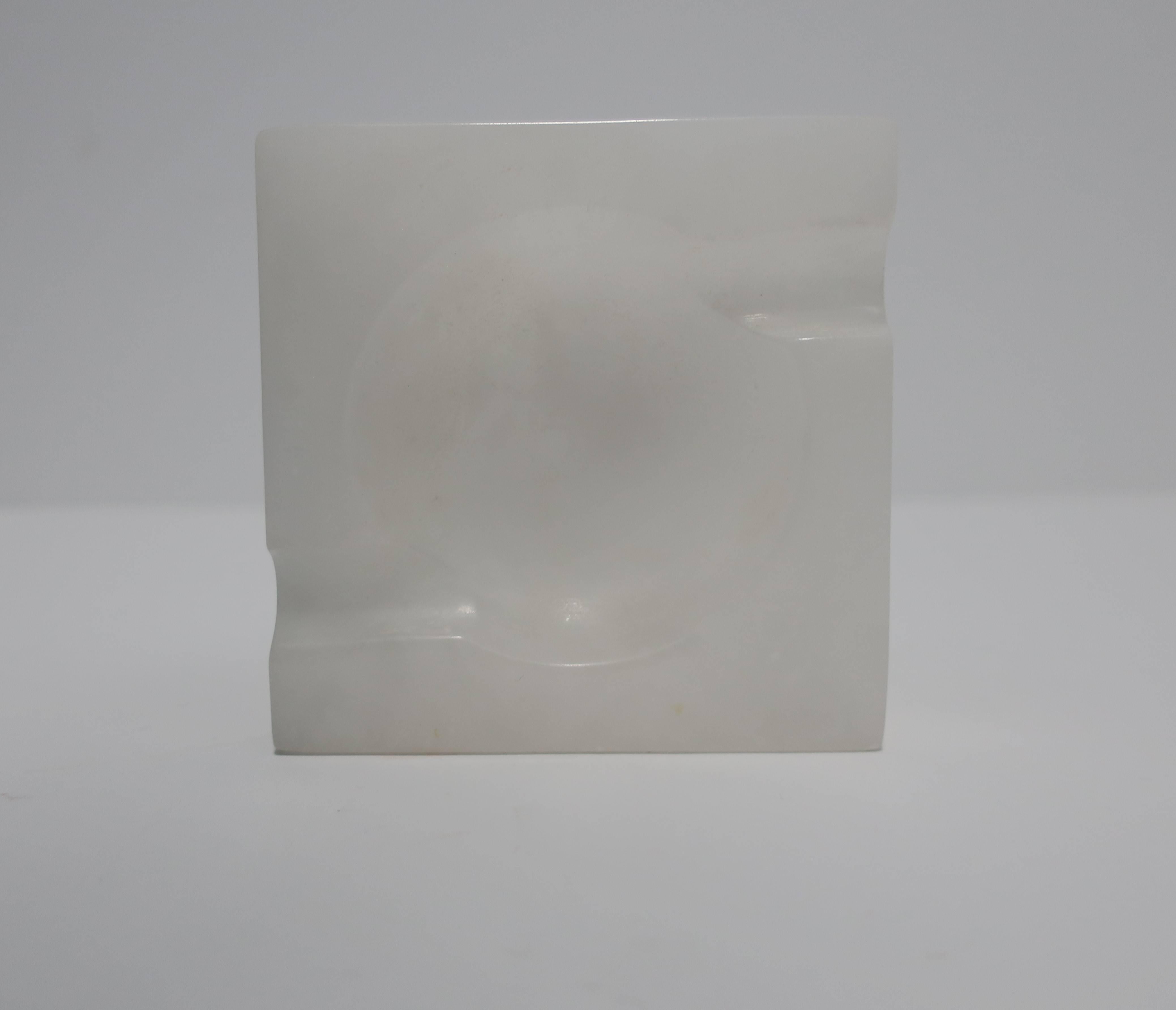 Italian Modern White Alabaster Marble Ashtray or Vessel 1
