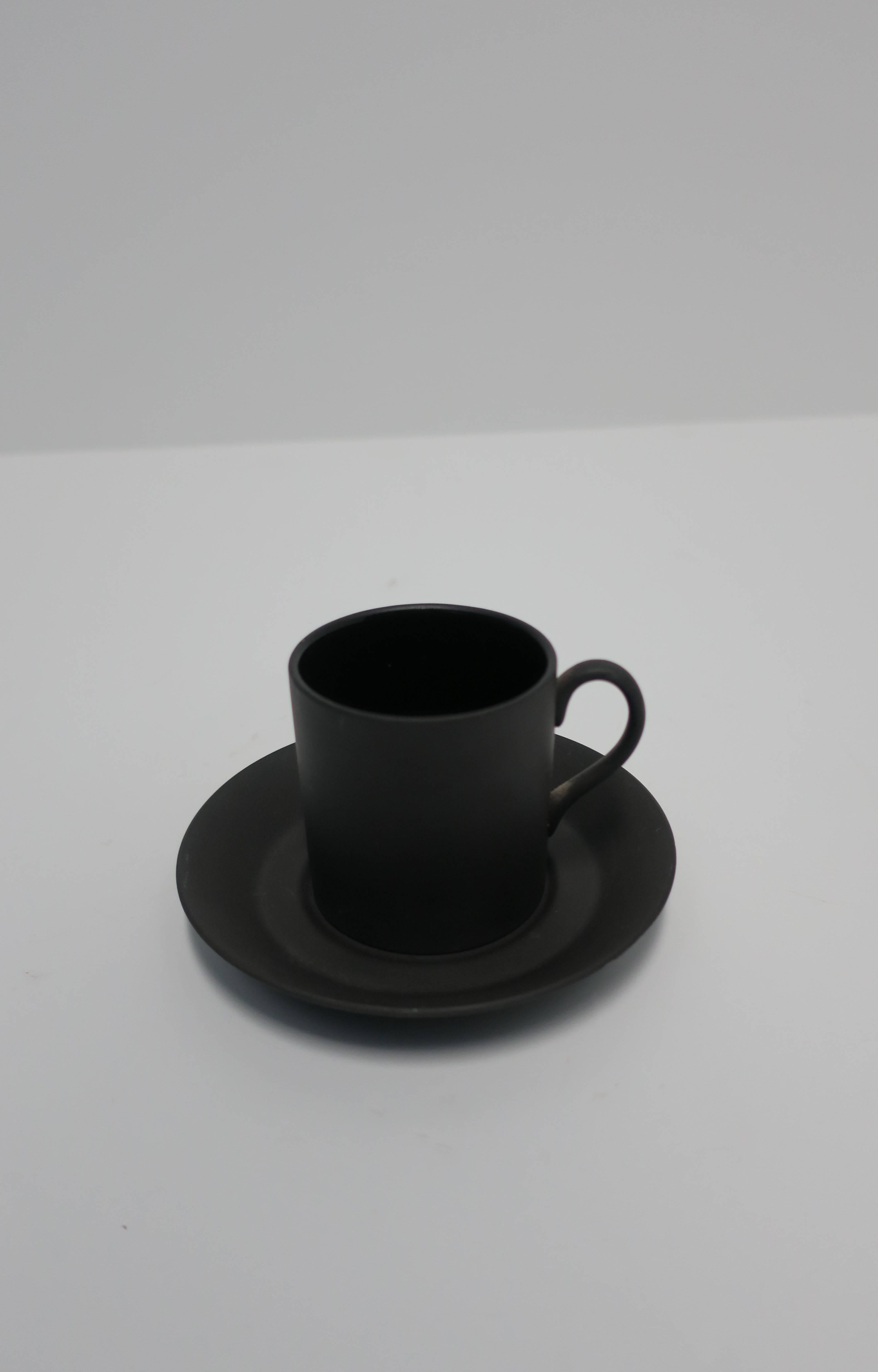 black espresso cups and saucers