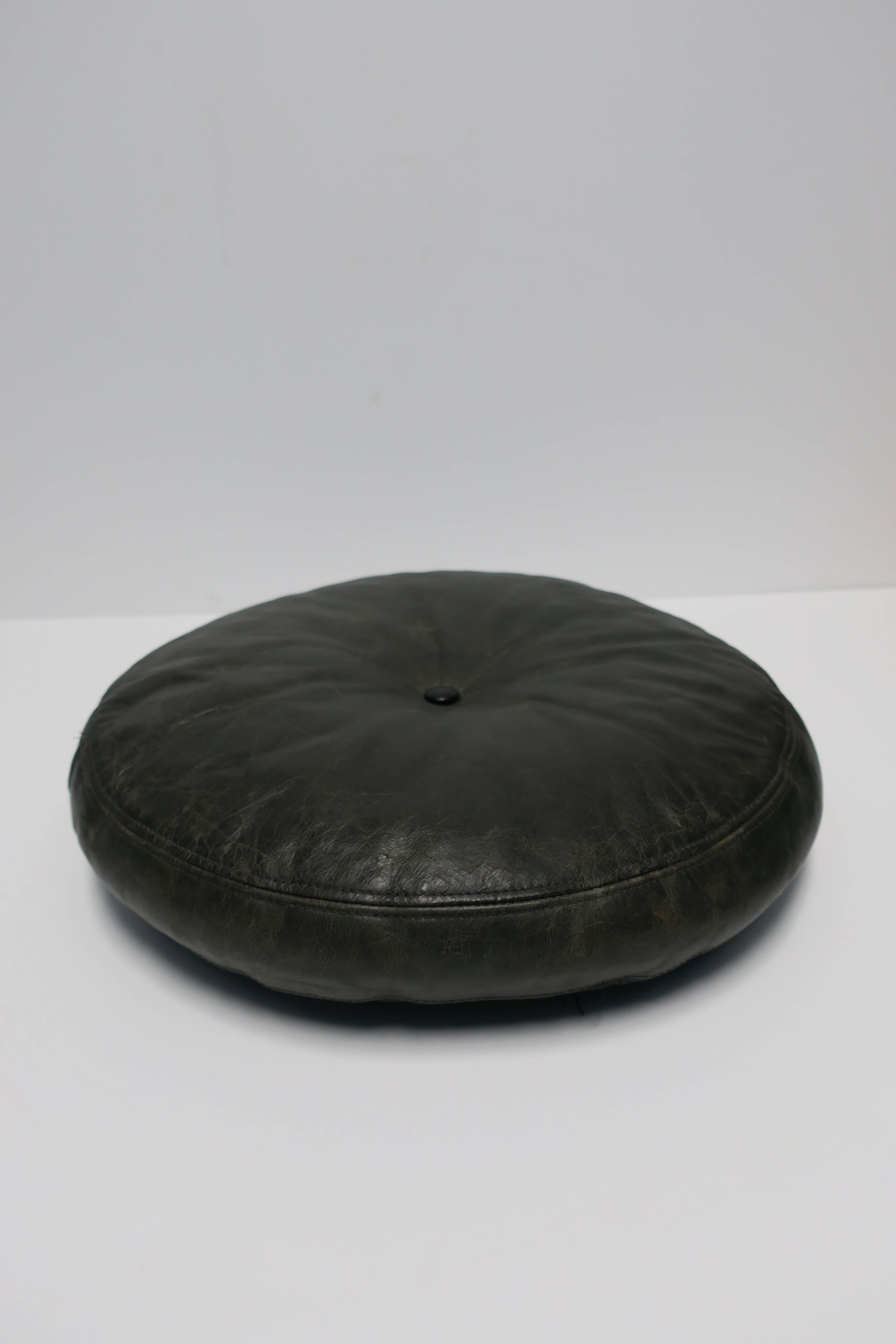 Scandinavian Modern Dark Green Round Leather Pillow For Sale at 1stDibs ...