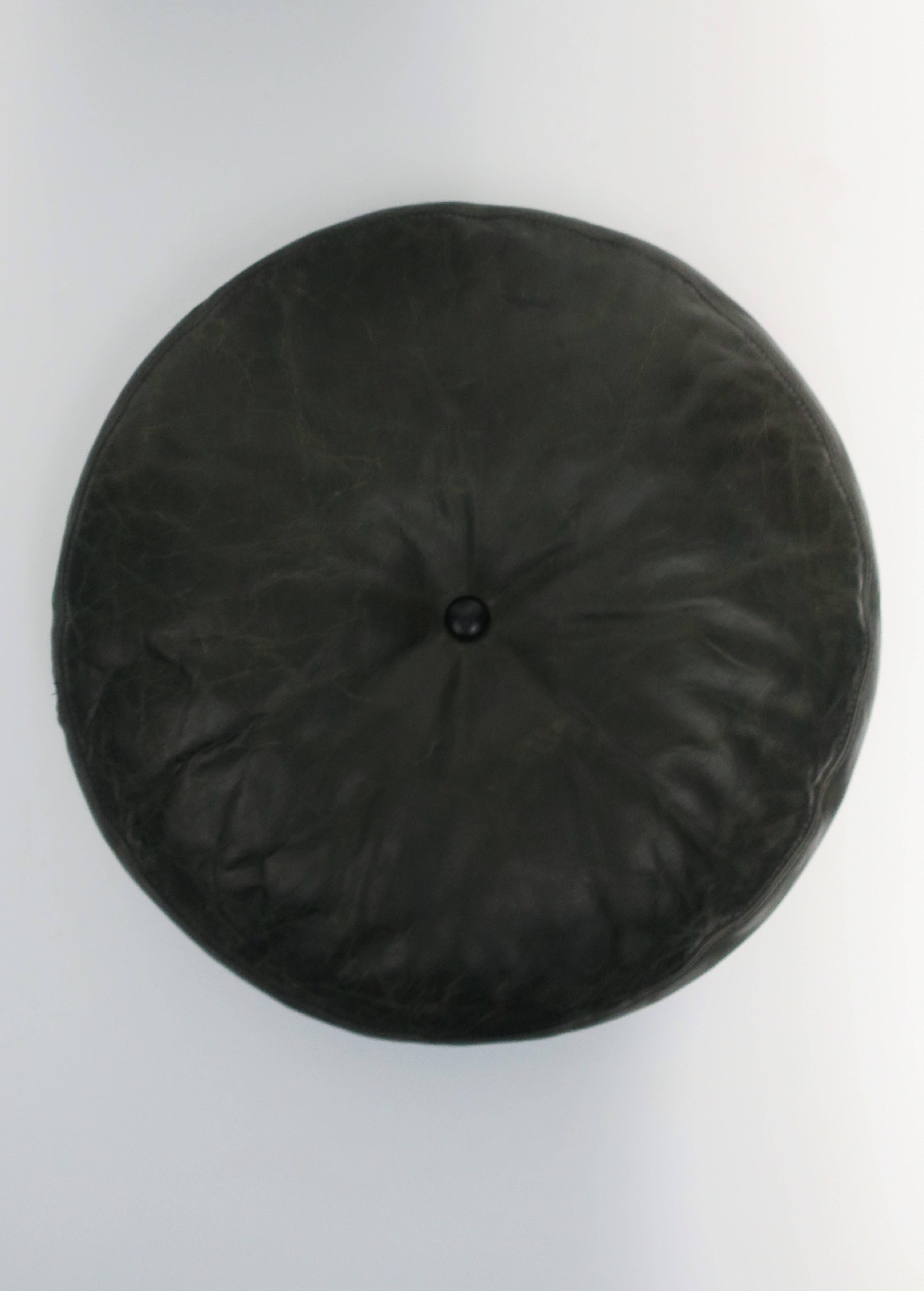 round leather pillow