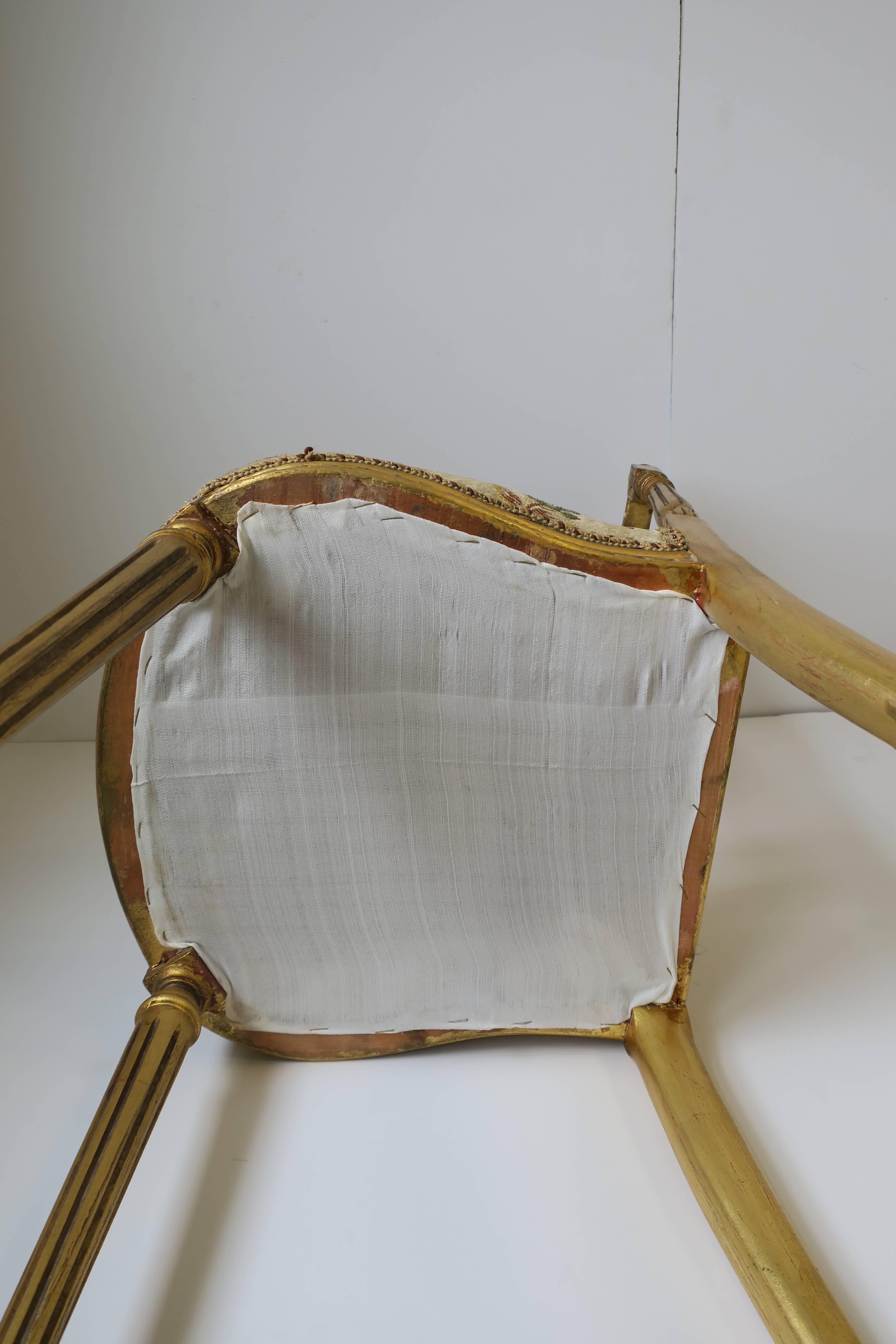 Gold Giltwood Upholstered Chair in the Louis XVI Style  5