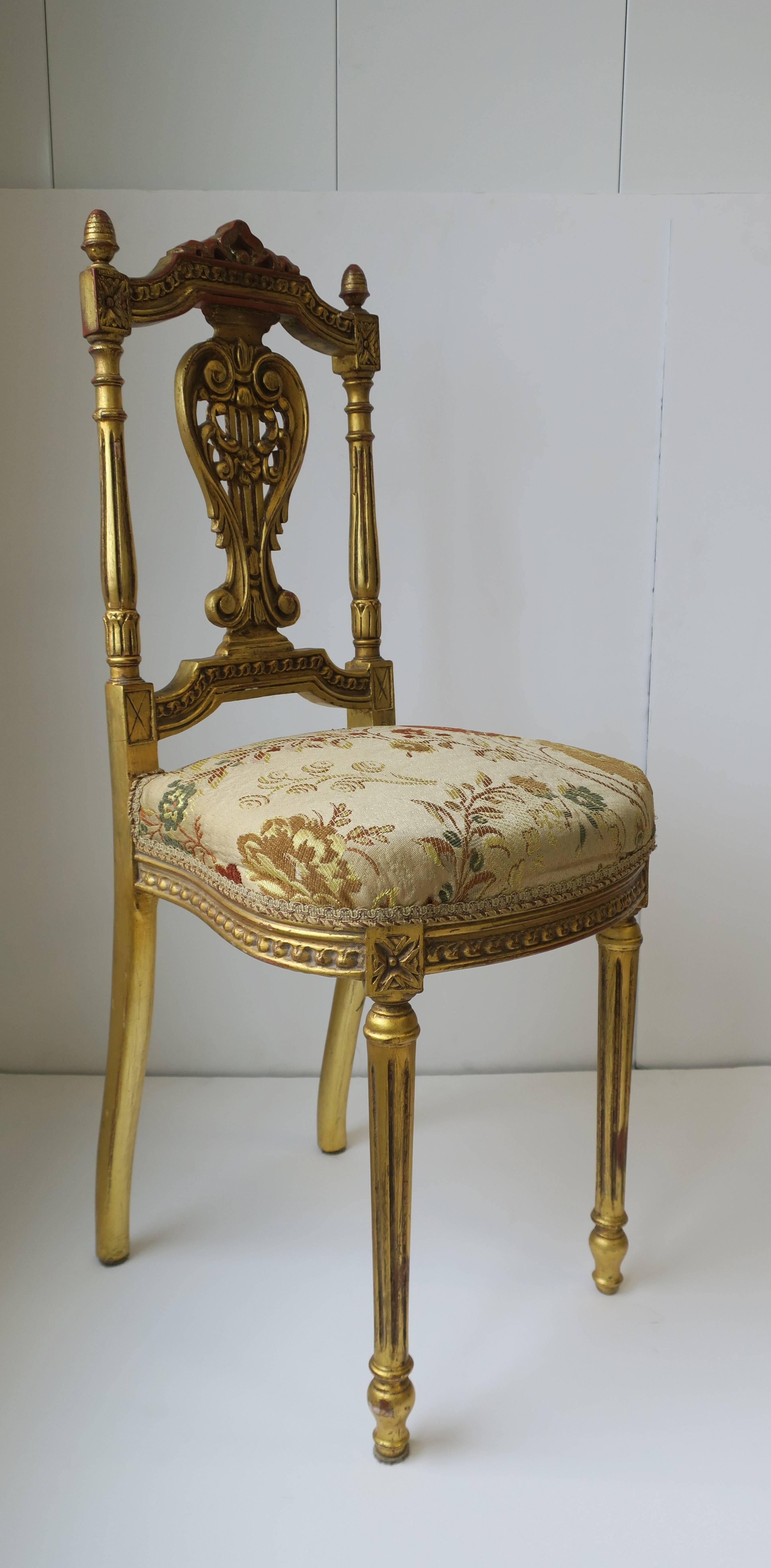 Upholstery Gold Giltwood Upholstered Chair in the Louis XVI Style 
