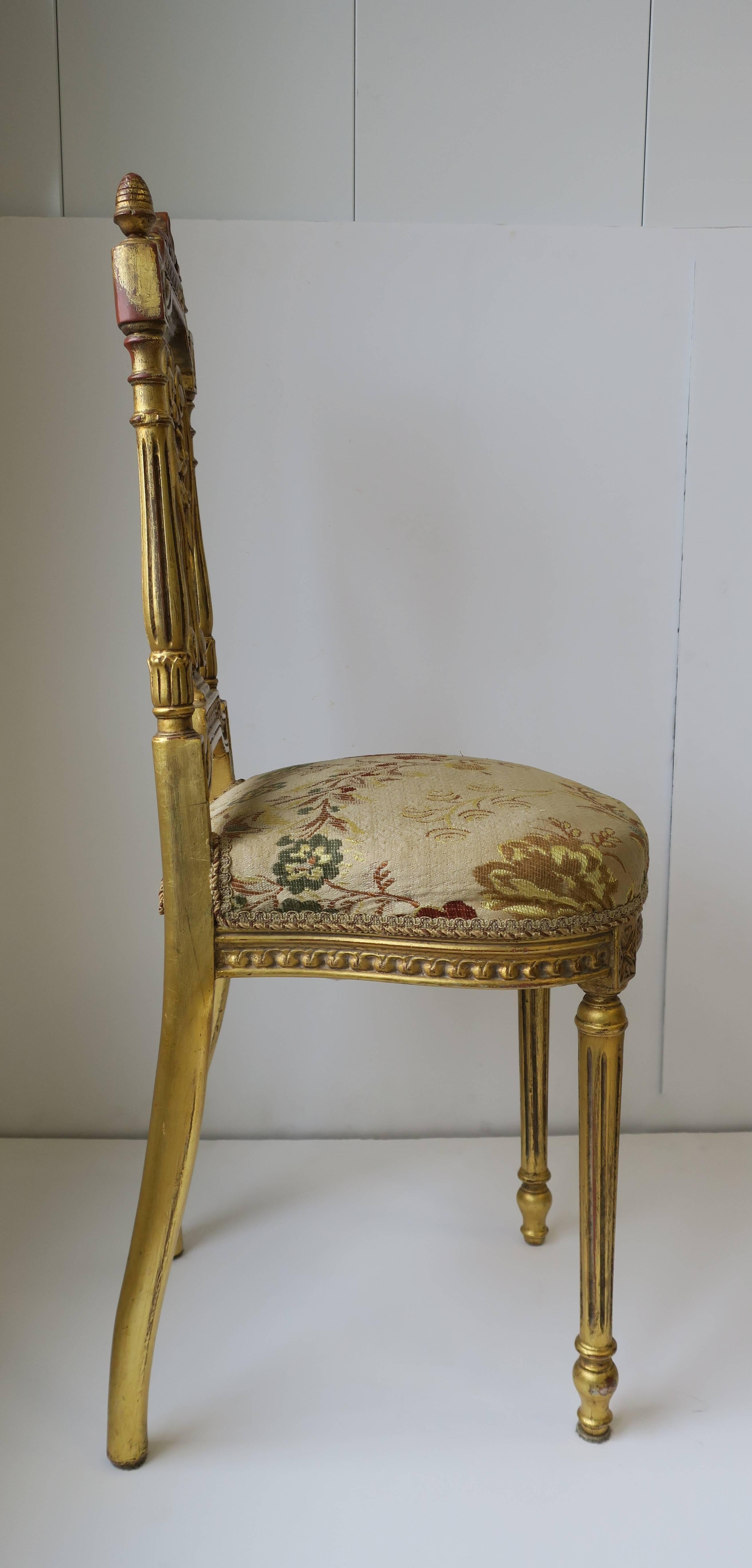 Gold Giltwood Upholstered Chair in the Louis XVI Style  1