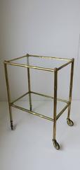 Vintage Italian Brass and Glass Bar Cart or Side Table, Italy