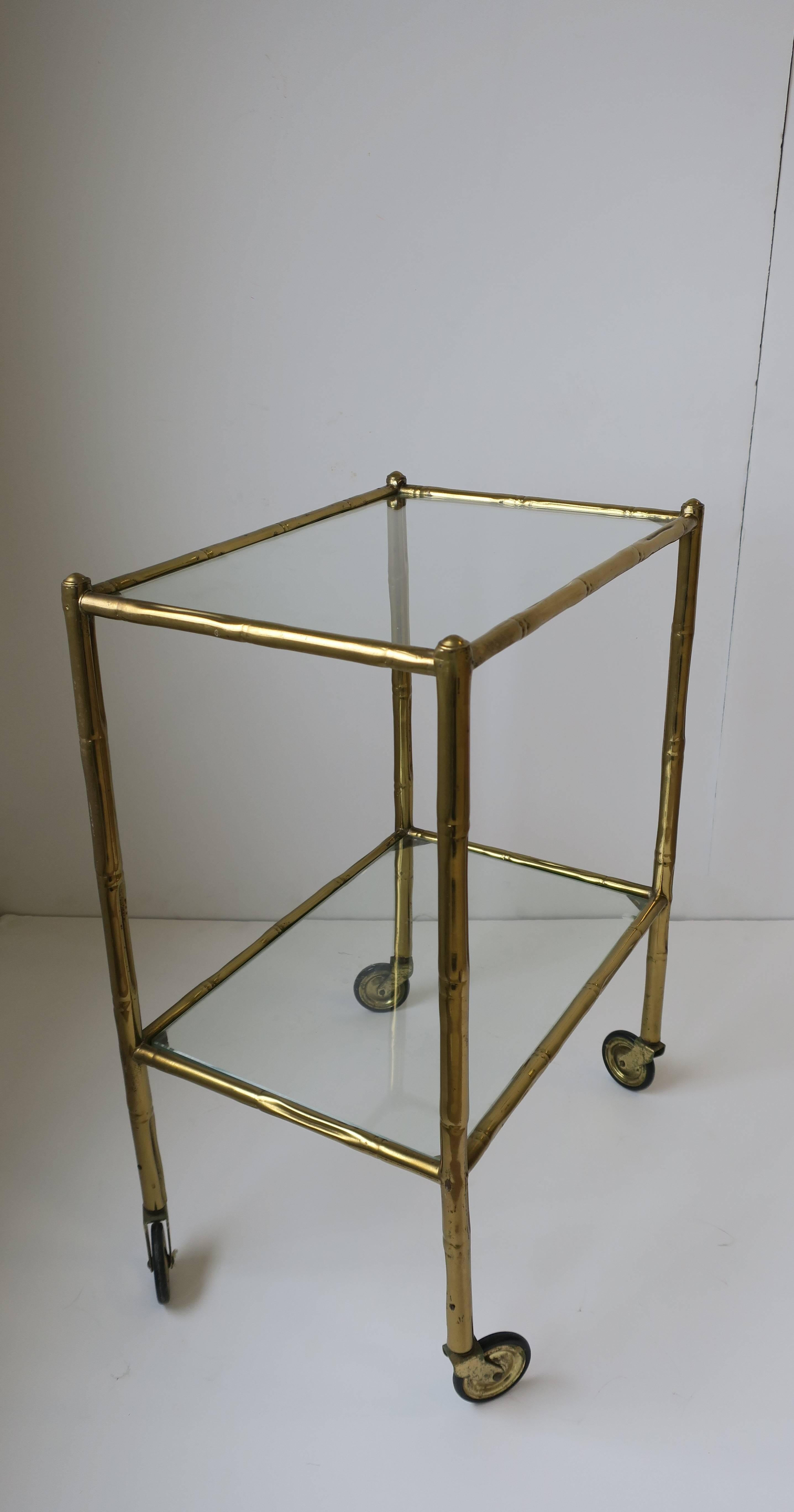 20th Century Vintage Italian Brass and Glass Bar Cart or Side Table, Italy