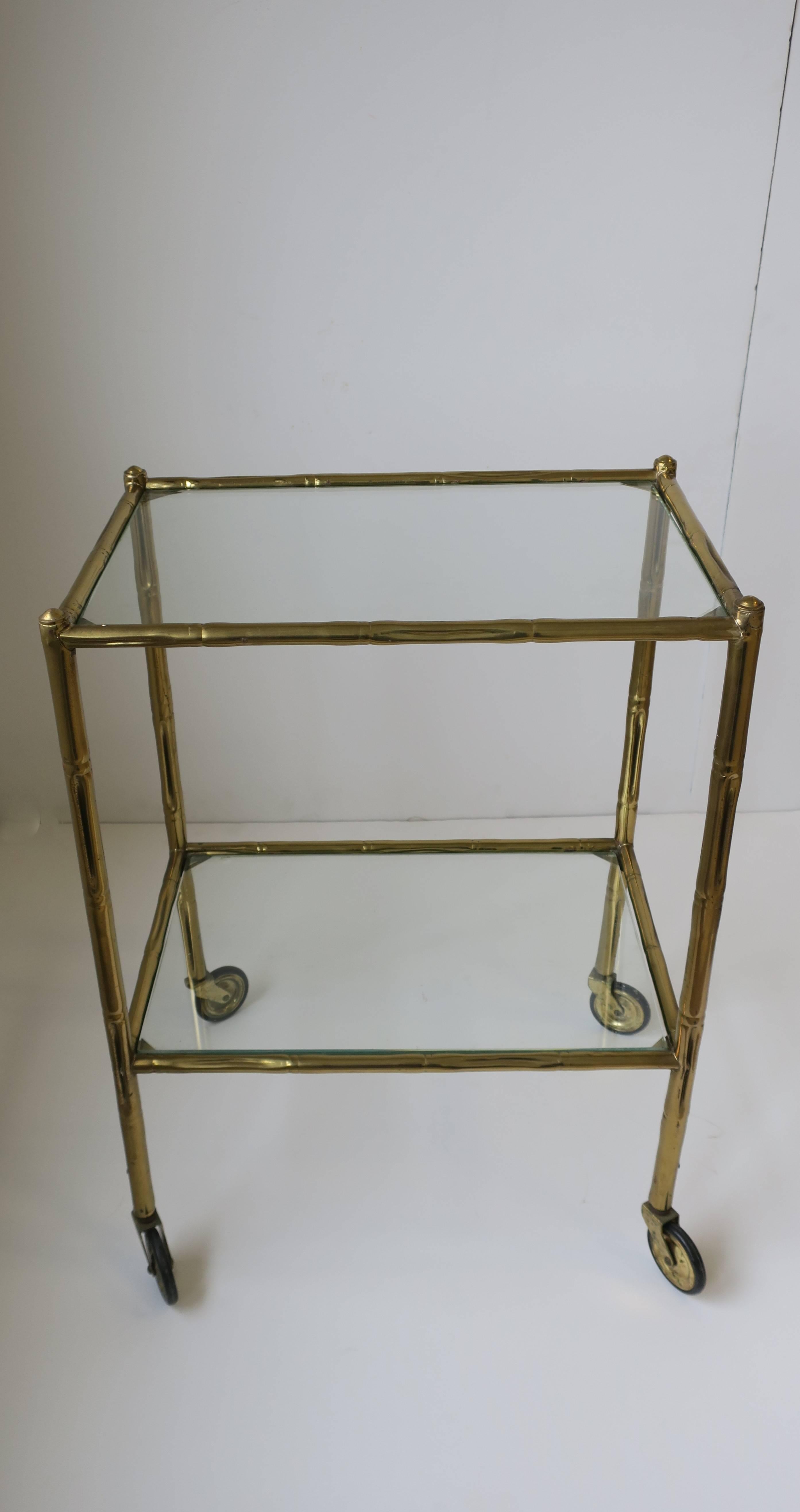 Vintage Italian Brass and Glass Bar Cart or Side Table, Italy 1