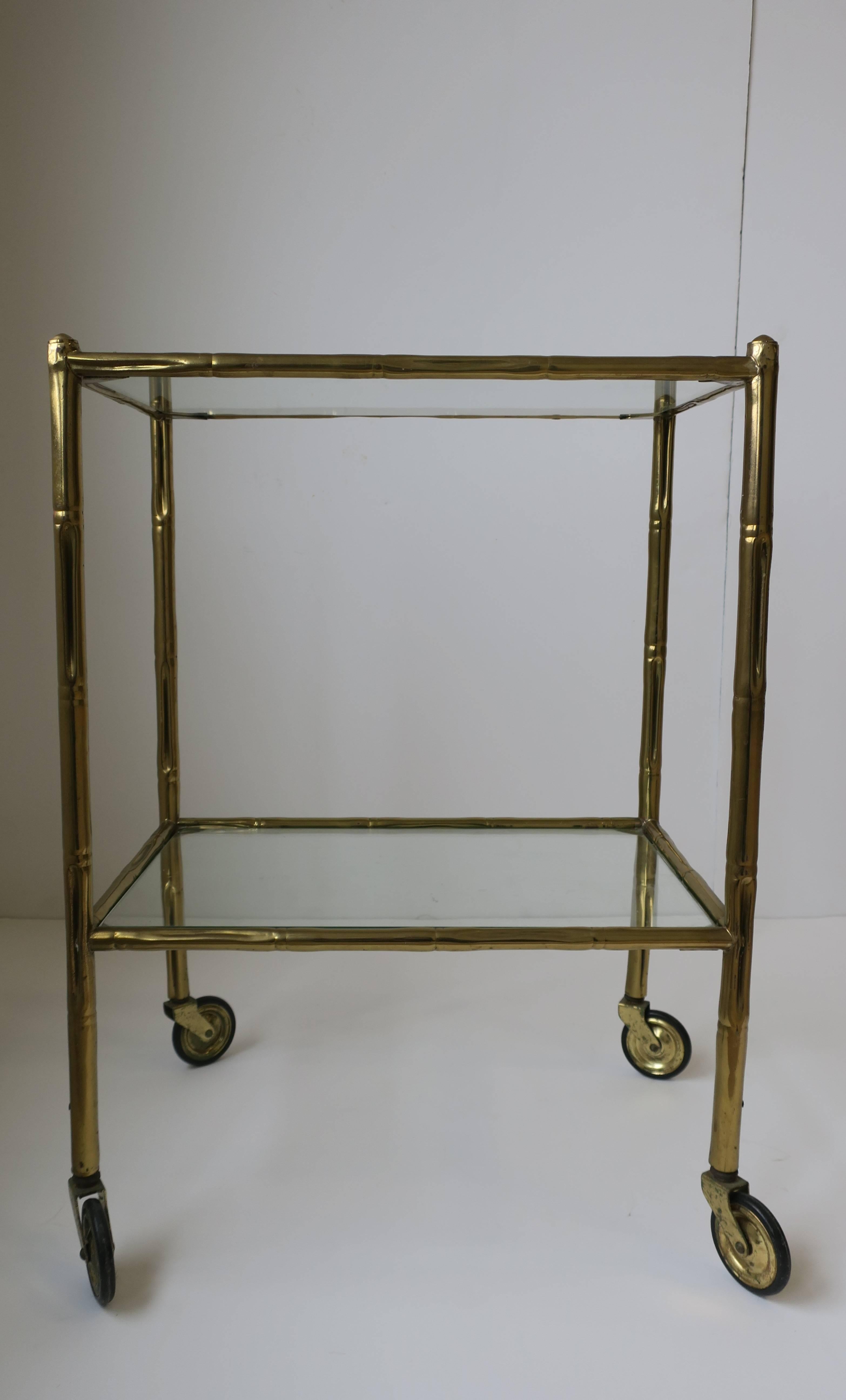 Vintage Italian Brass and Glass Bar Cart or Side Table, Italy 2