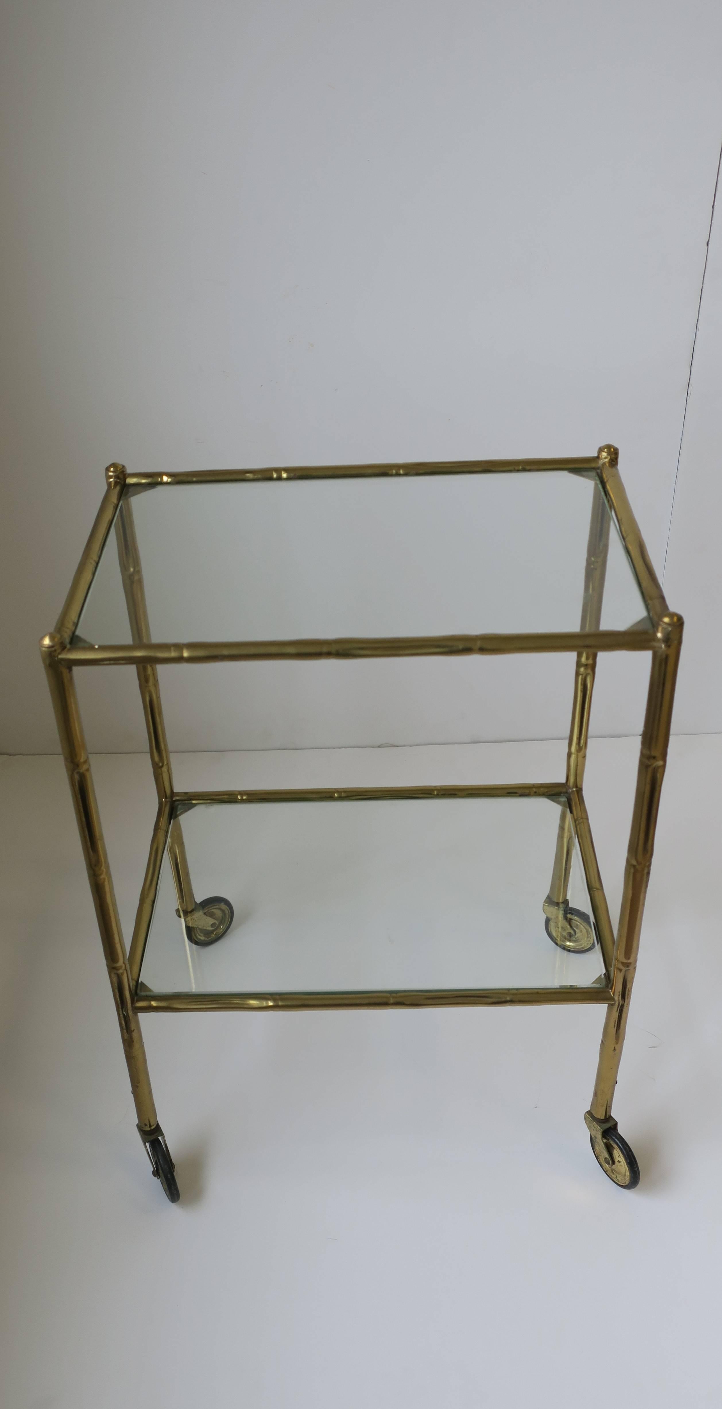 Vintage Italian Brass and Glass Bar Cart or Side Table, Italy 3
