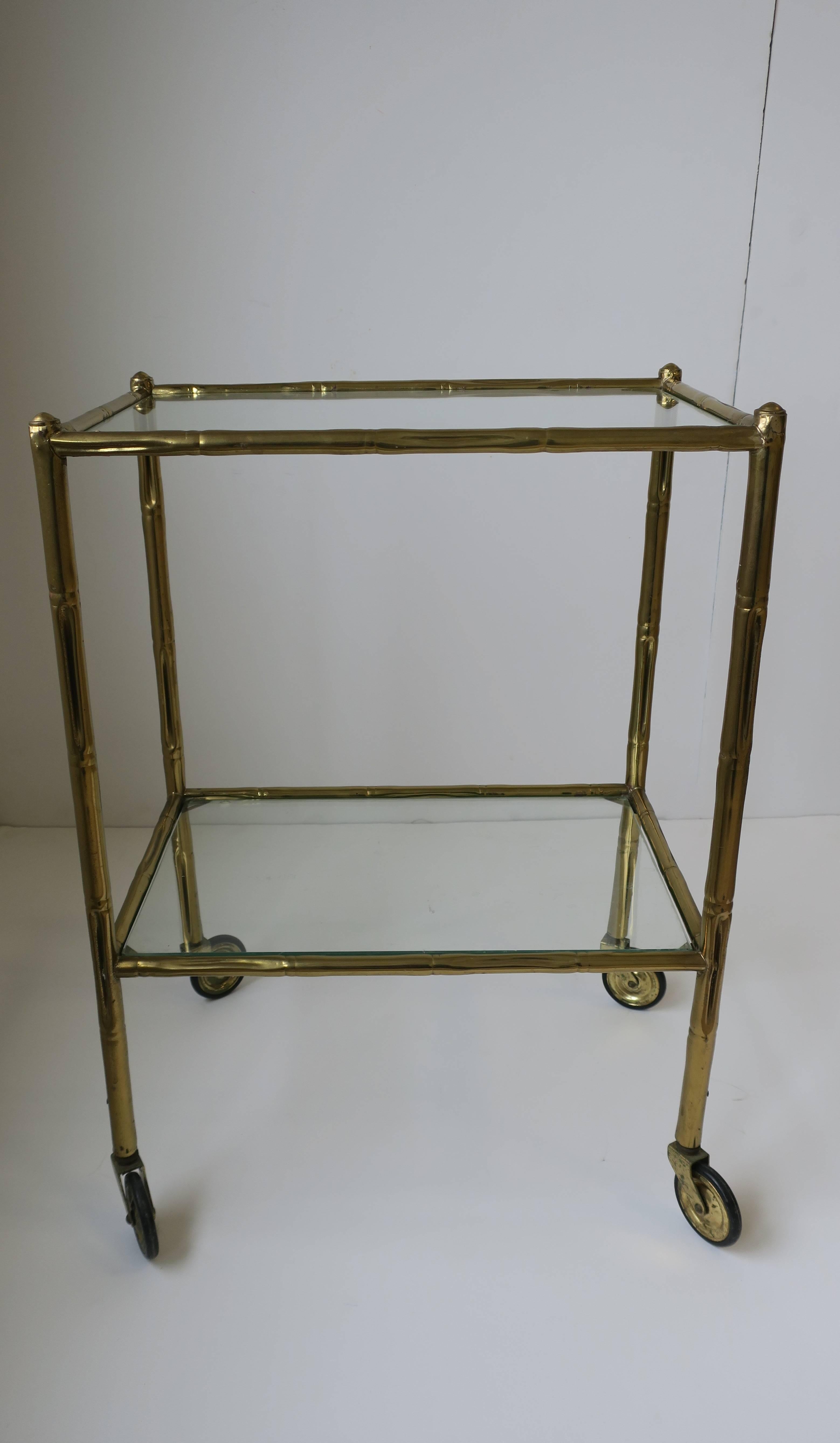 Vintage Italian Brass and Glass Bar Cart or Side Table, Italy 5