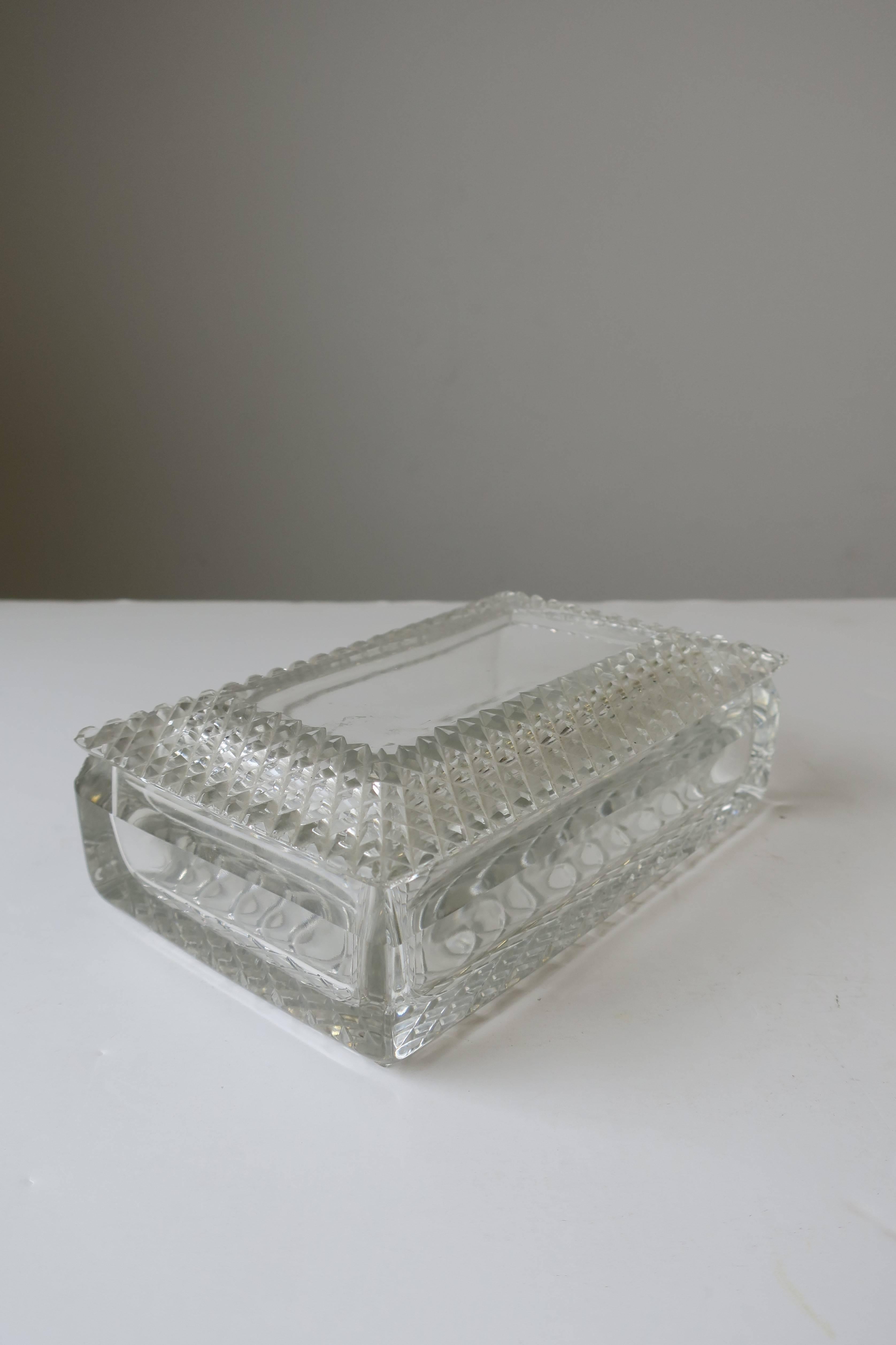 Crystal Jewelry Box with Diamond Quilted Design In Good Condition In New York, NY