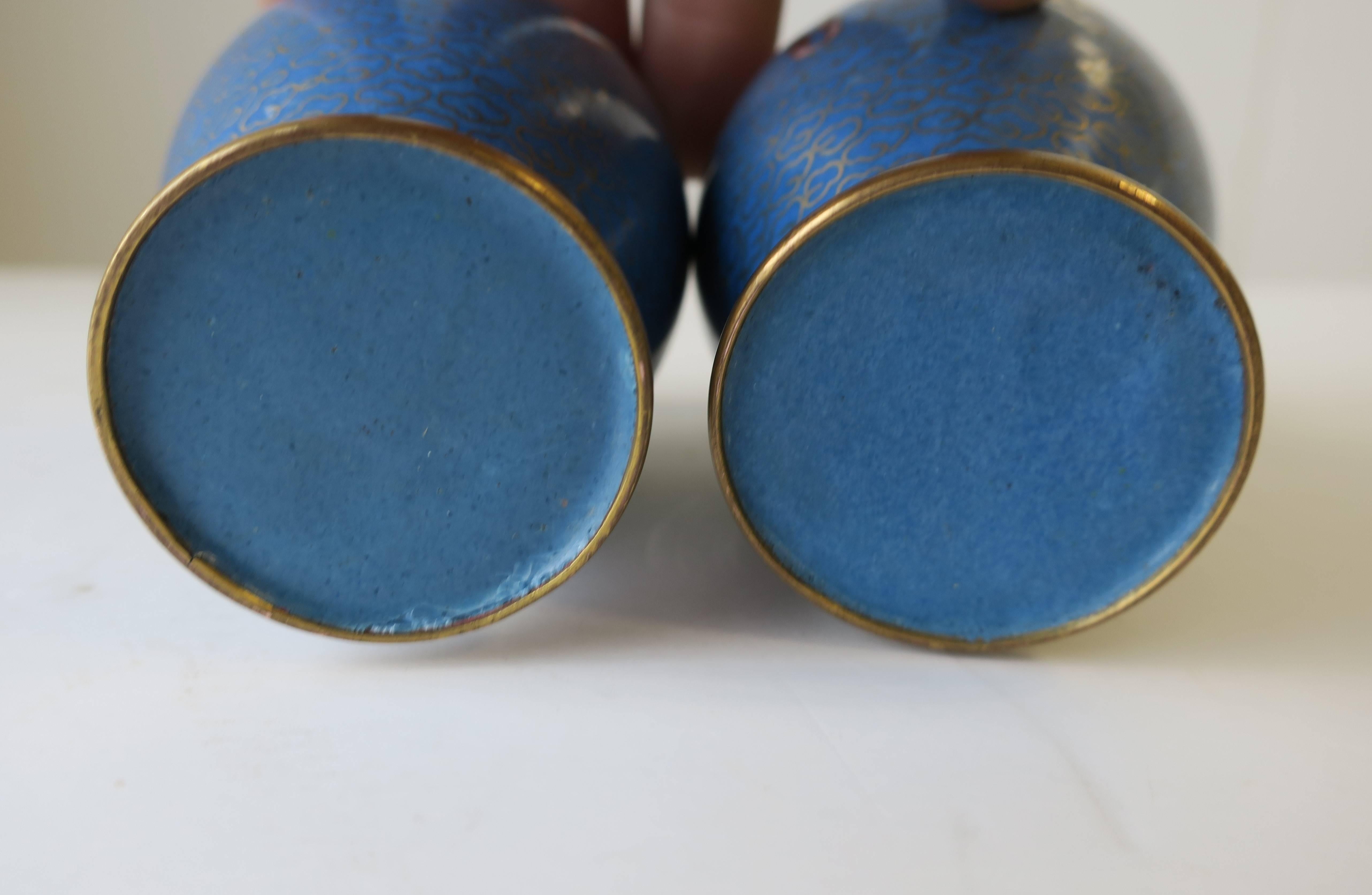 Dragon Cloisonné Enamel Brass Vases, Pair For Sale 8