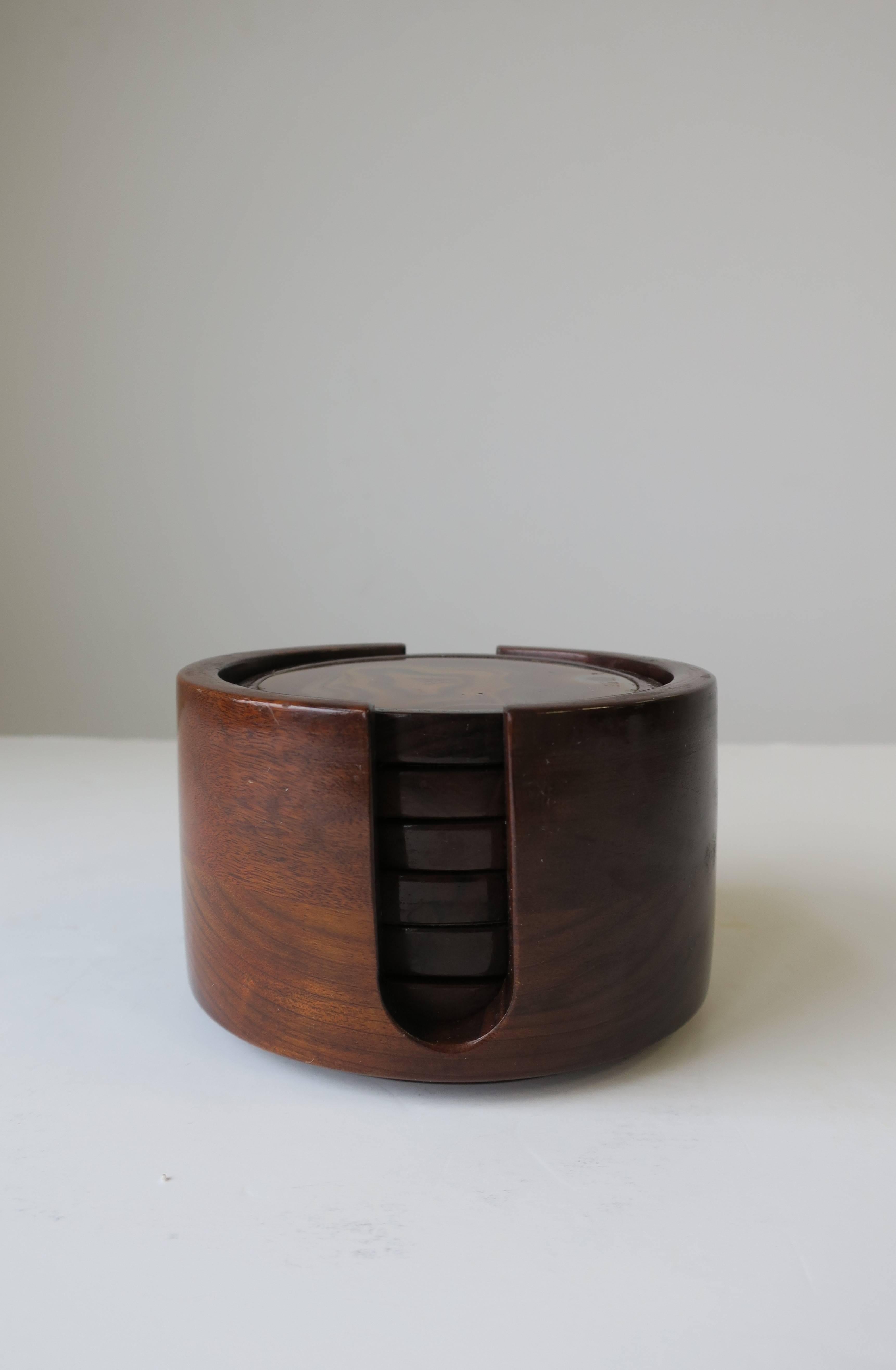 Brazilian Modern Onyx and Rosewood Drink or Cocktail Coasters In Good Condition In New York, NY