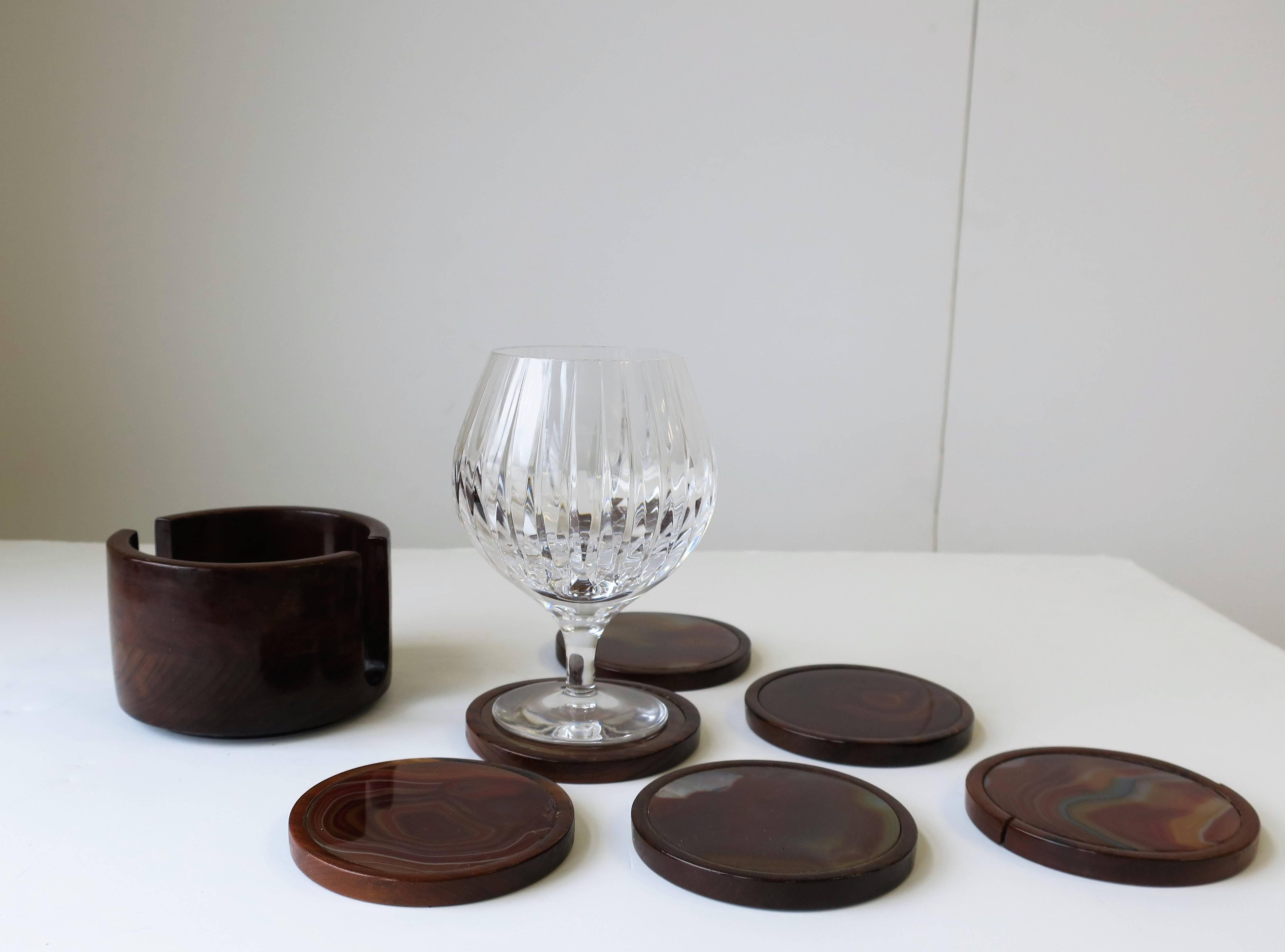 Brazilian Modern Onyx and Rosewood Drink or Cocktail Coasters 2