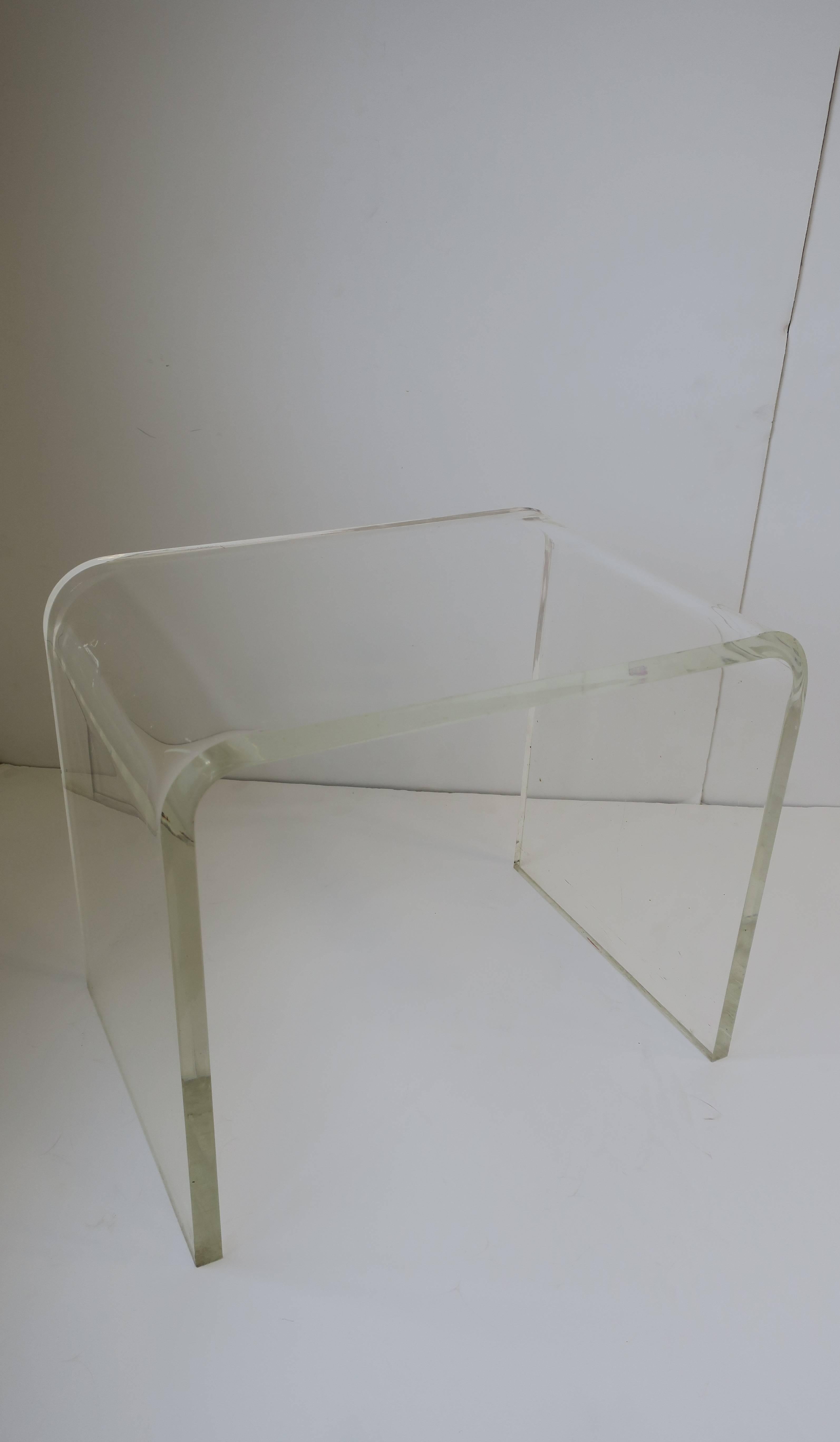 20th Century Thick Vintage Modern Lucite Bench or Side Table