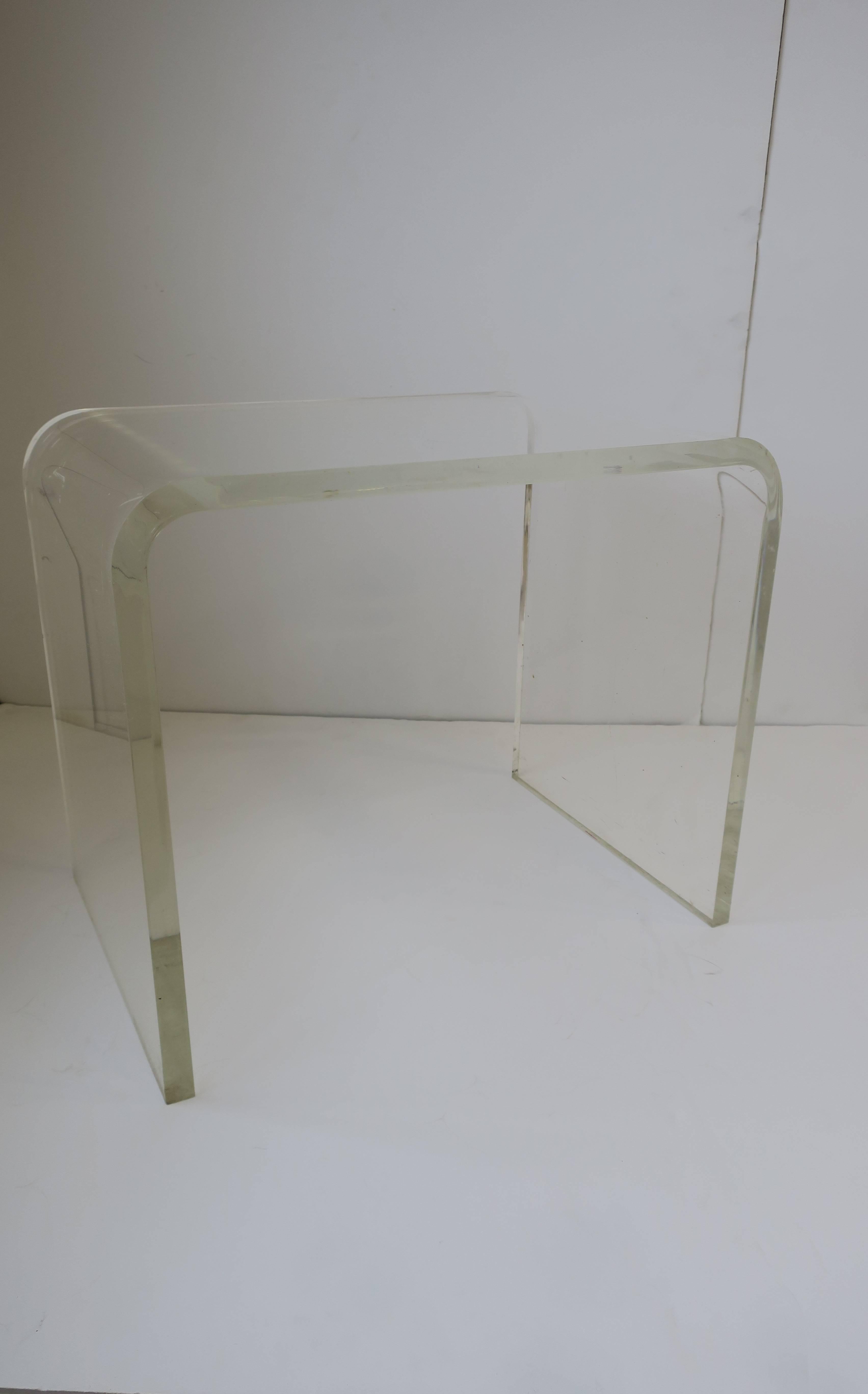 Thick Vintage Modern Lucite Bench or Side Table 1