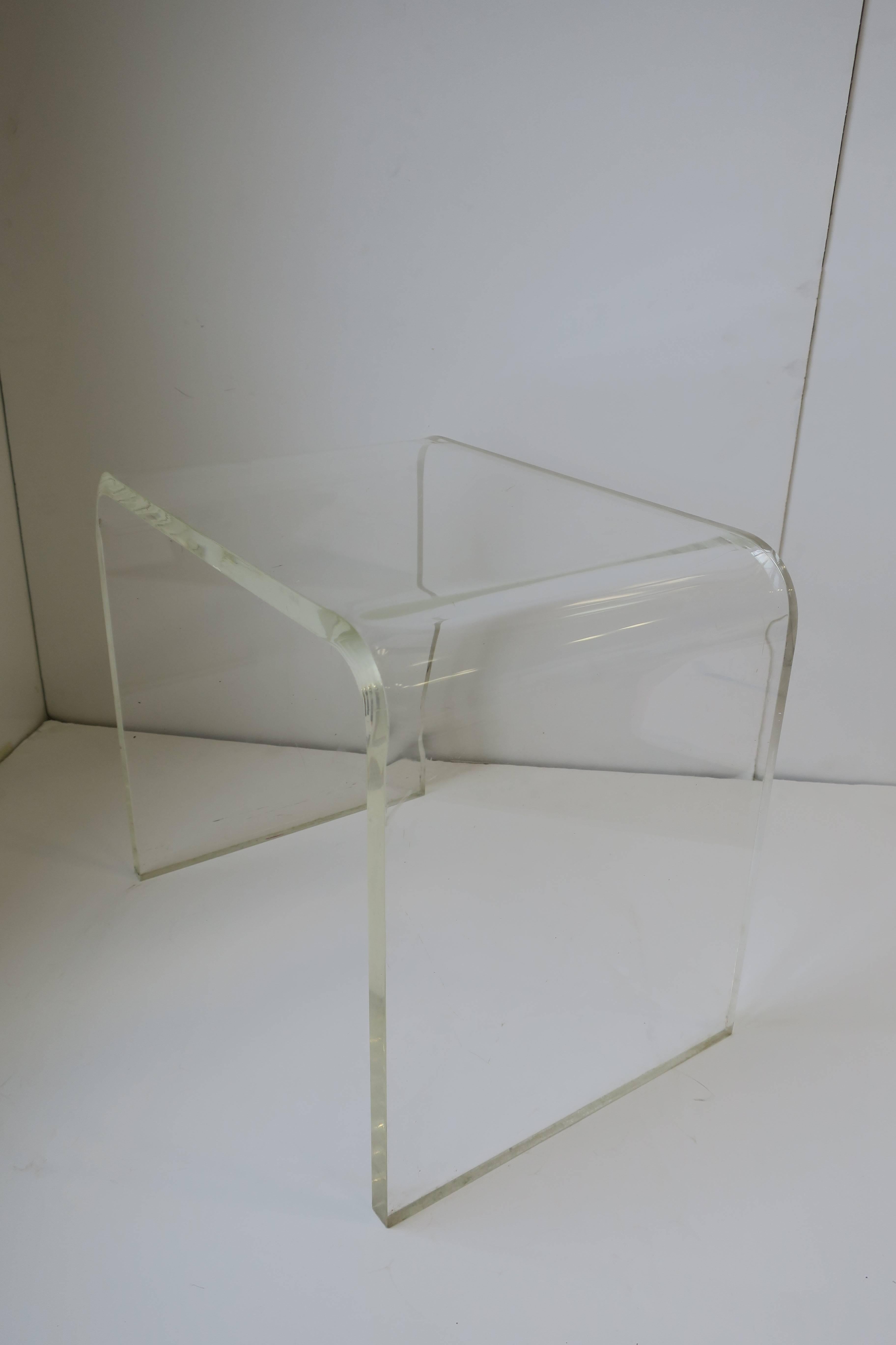 Thick Vintage Modern Lucite Bench or Side Table 2