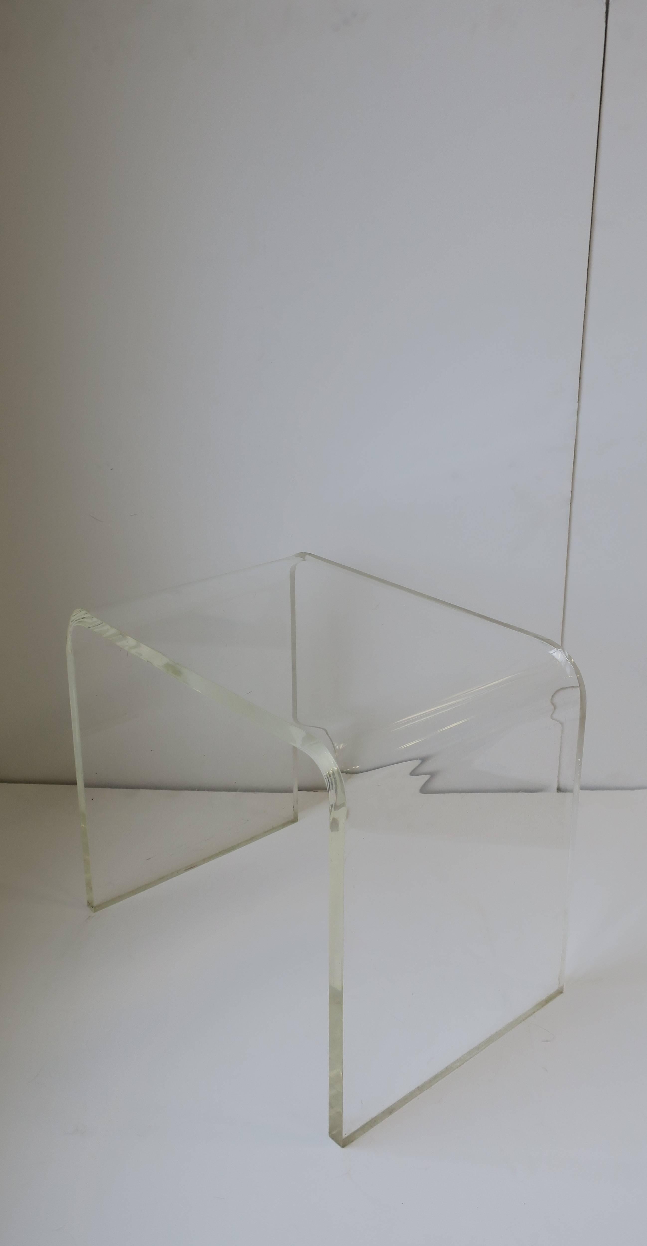 Thick Vintage Modern Lucite Bench or Side Table 3